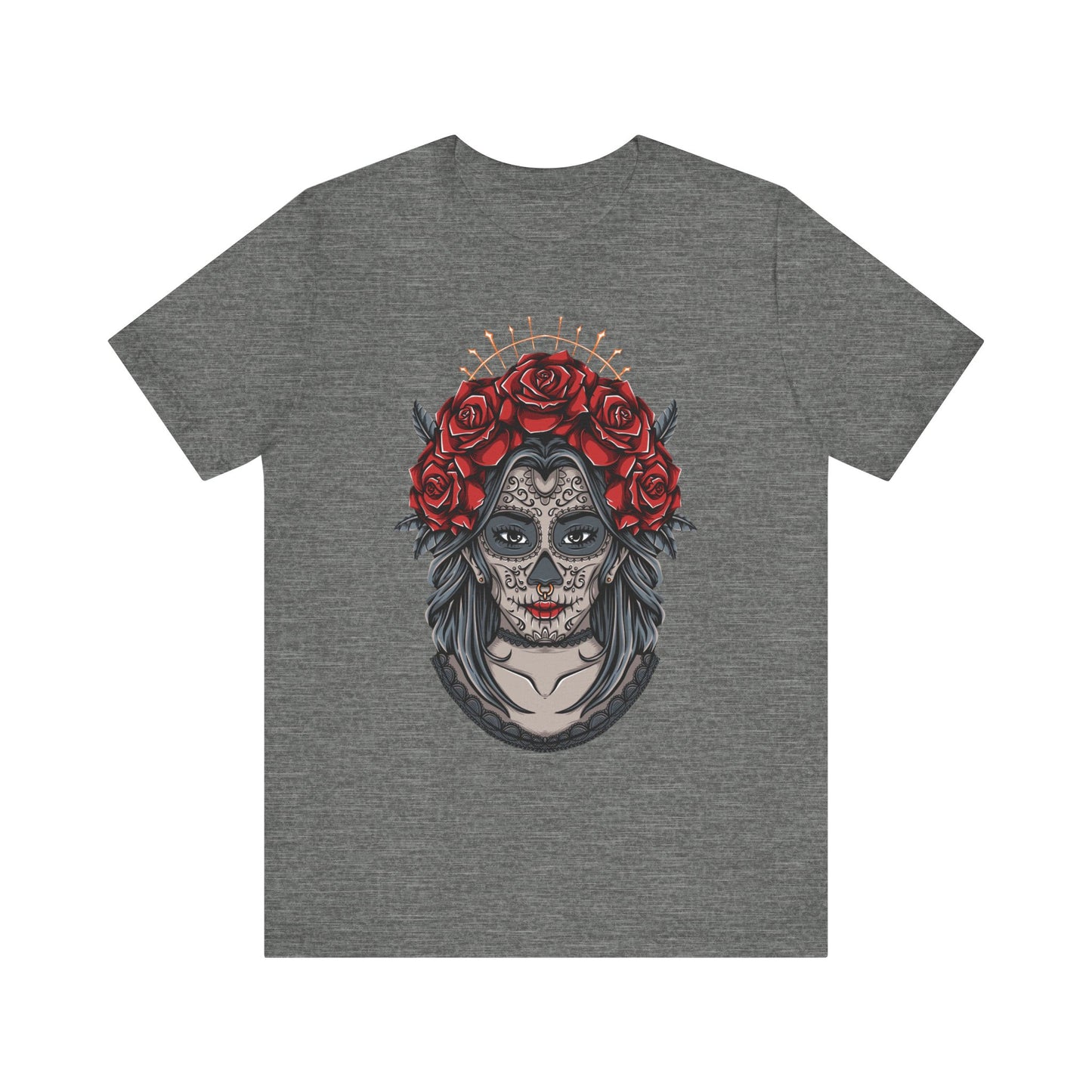Sugar Skull T-Shirt, Gothic Graphic Tee for Teens, Unisex Tshirt Aesthetic Gifts For Him, Day Of The Dead Shirt Design