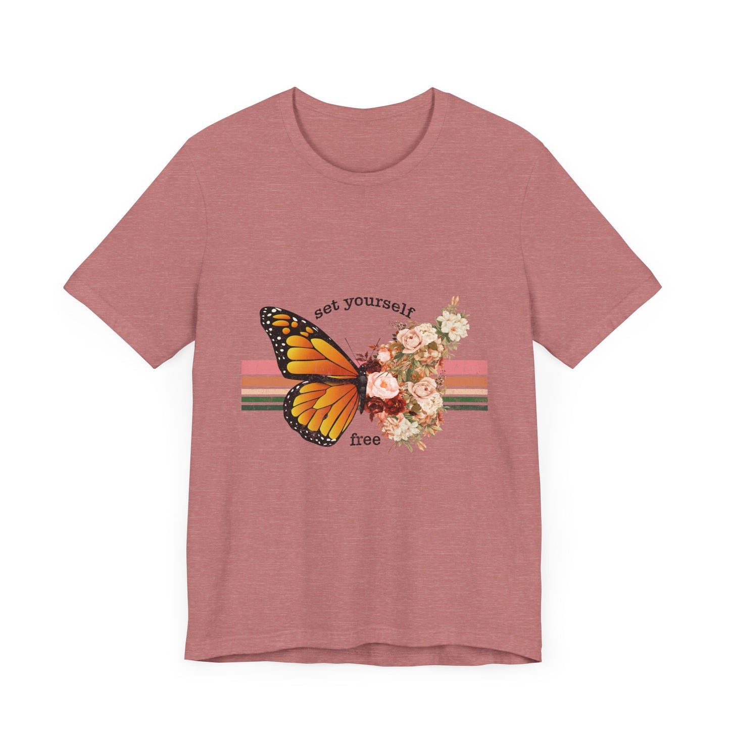 Retro T-Shirt, Butterfly Graphic Tee for Teens, Unisex Tshirt Aesthetic Gifts For Her, Vintage Mantra Shirr Design