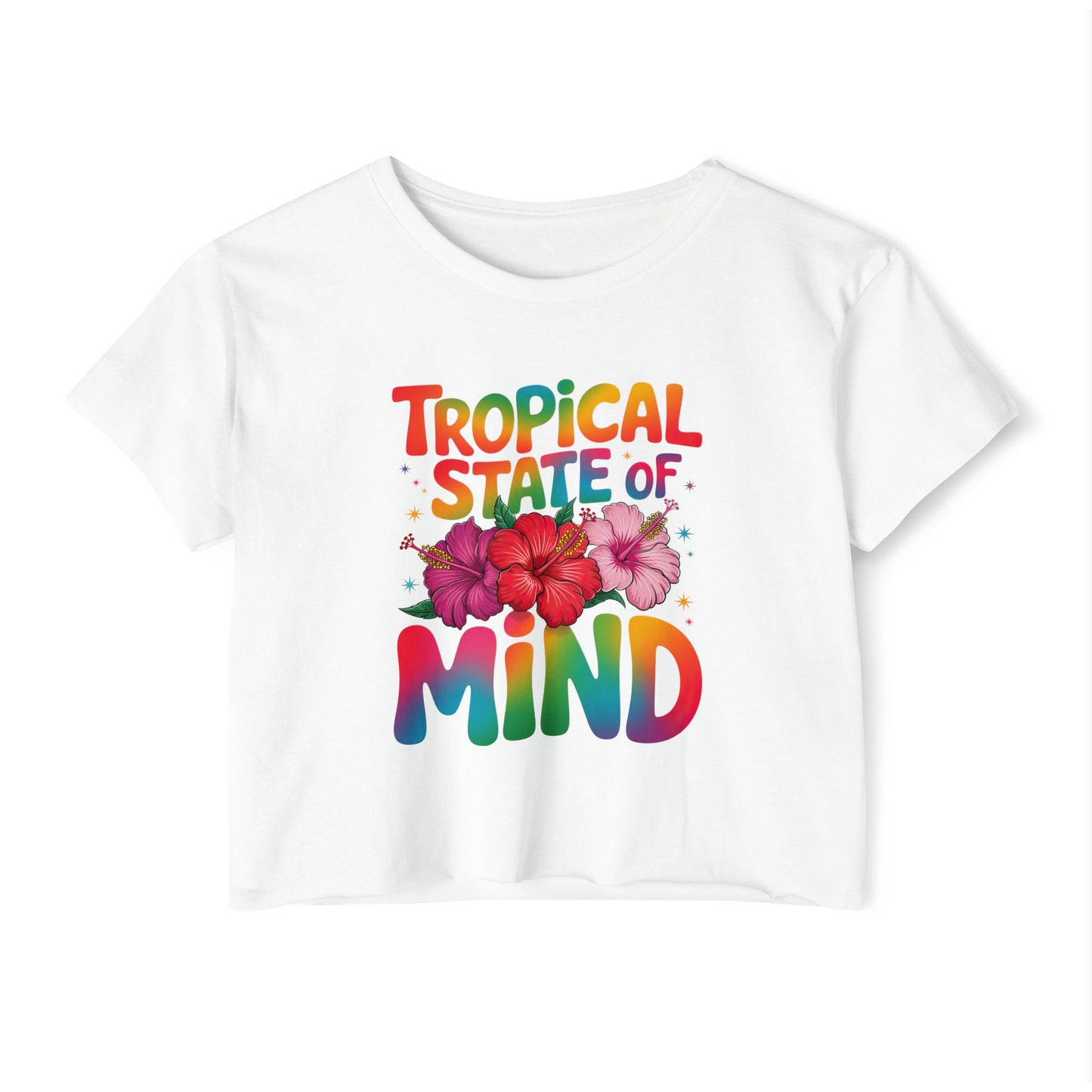 Summer Crop Top For Women, Beach Gifts For Her, Travel T-Shirt Croptop TShirt Merch, Tropical State Of Mind