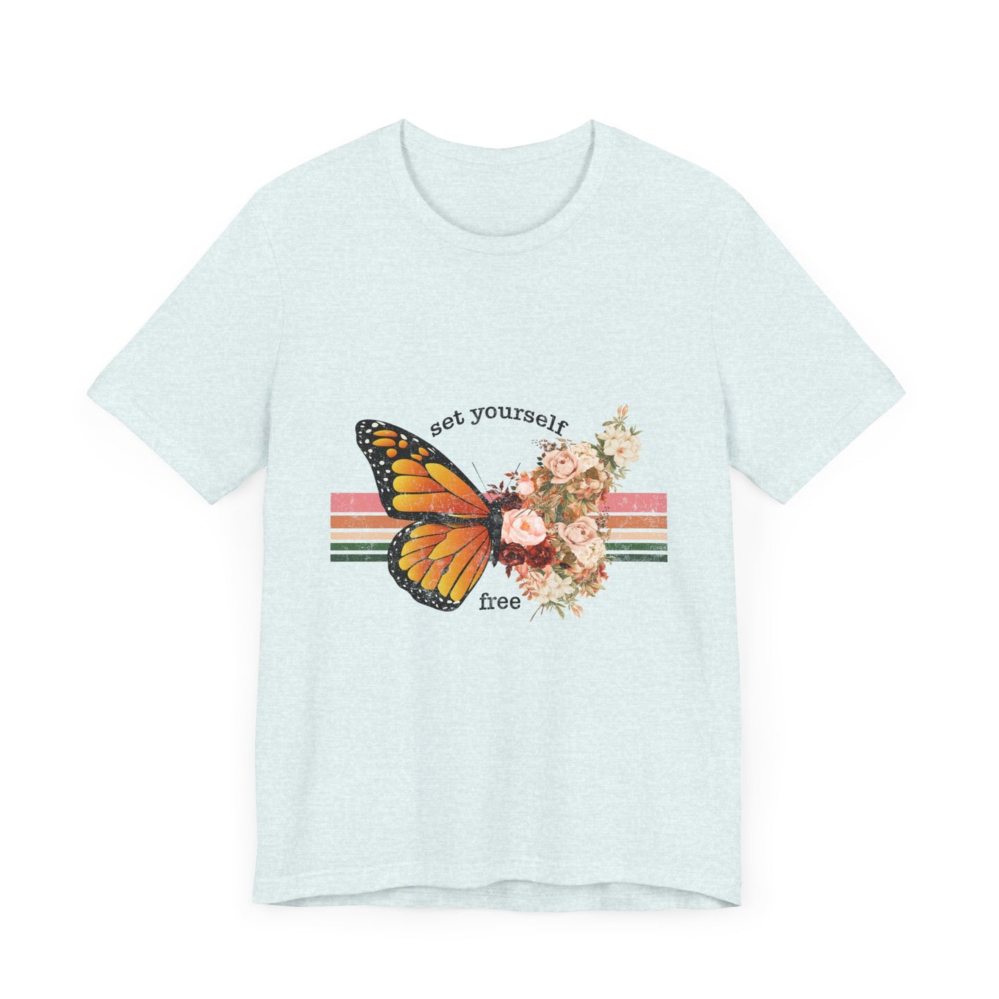 Retro T-Shirt, Butterfly Graphic Tee for Teens, Unisex Tshirt Aesthetic Gifts For Her, Vintage Mantra Shirr Design