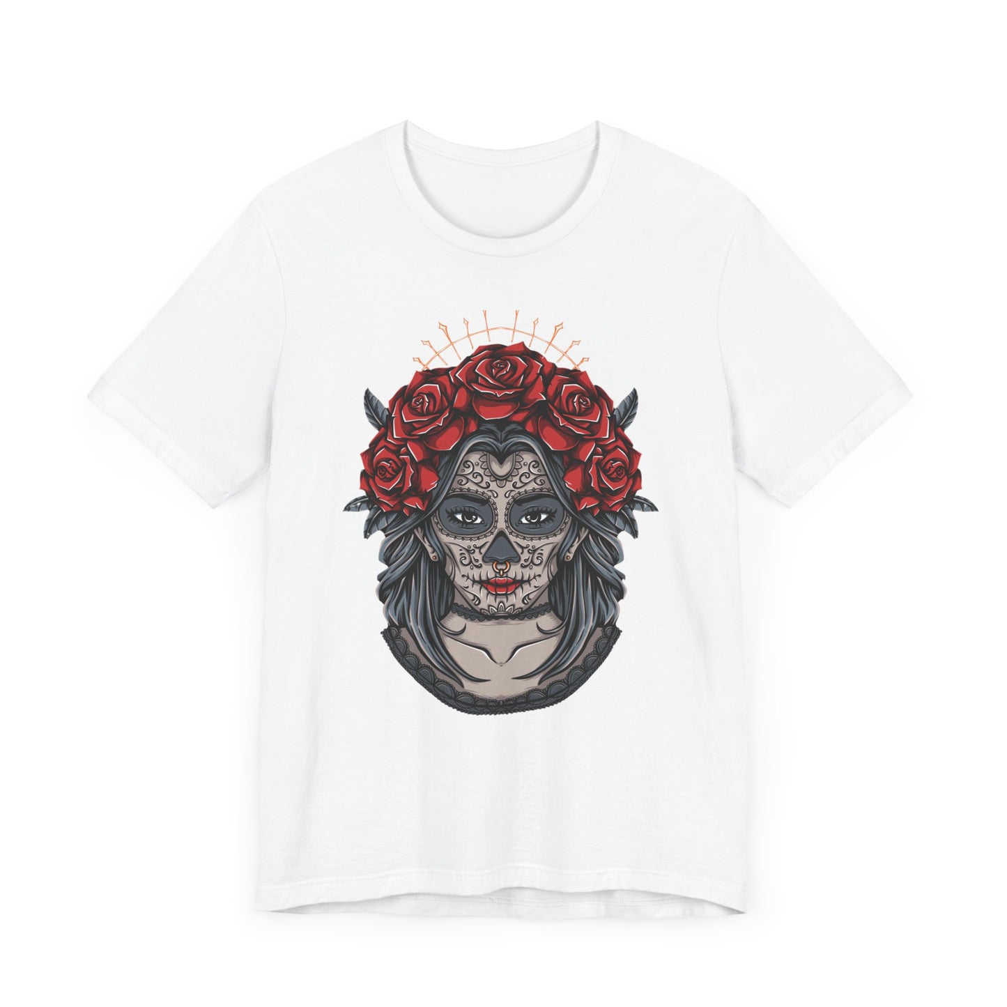 Sugar Skull T-Shirt, Gothic Graphic Tee for Teens, Unisex Tshirt Aesthetic Gifts For Him, Day Of The Dead Shirt Design