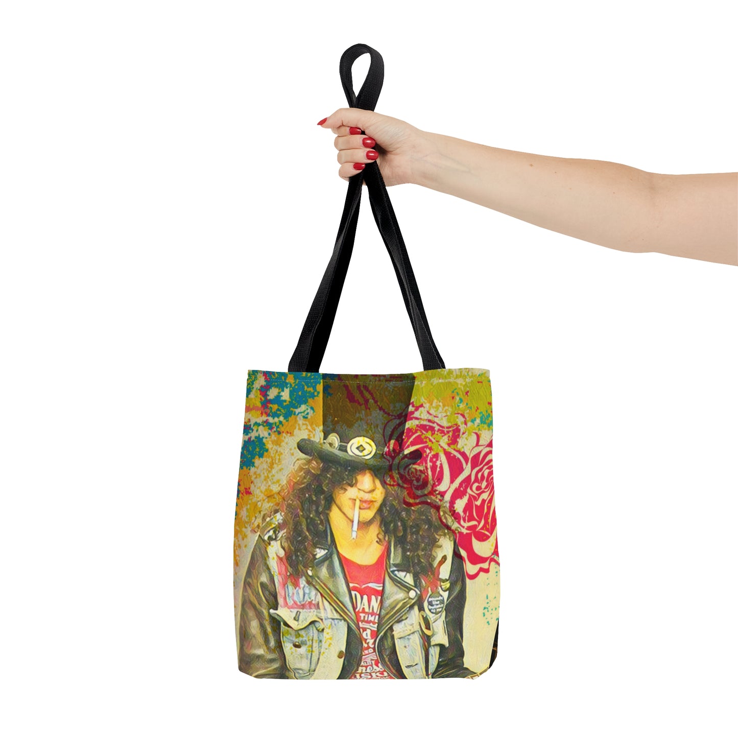 80s Rock Band Tote Bag - Gold Honeycomb In Black Design For Women