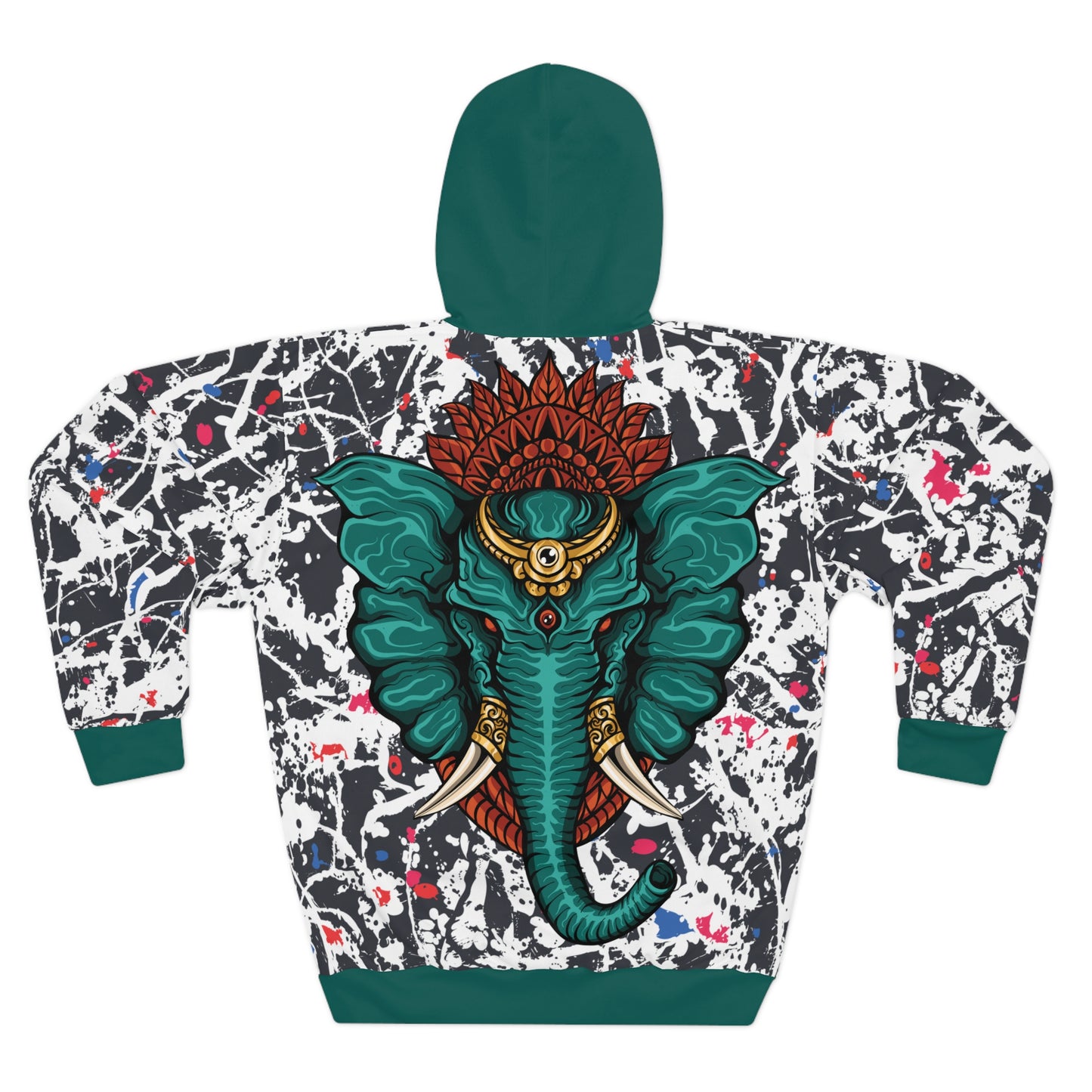 Elephant Hoodie, Unisex Pullover Hoodie, Abstract Pattern All Over Print Hoodie, Aesthetic Gift For Him,Hooded Sweatshirt Gift For Teens