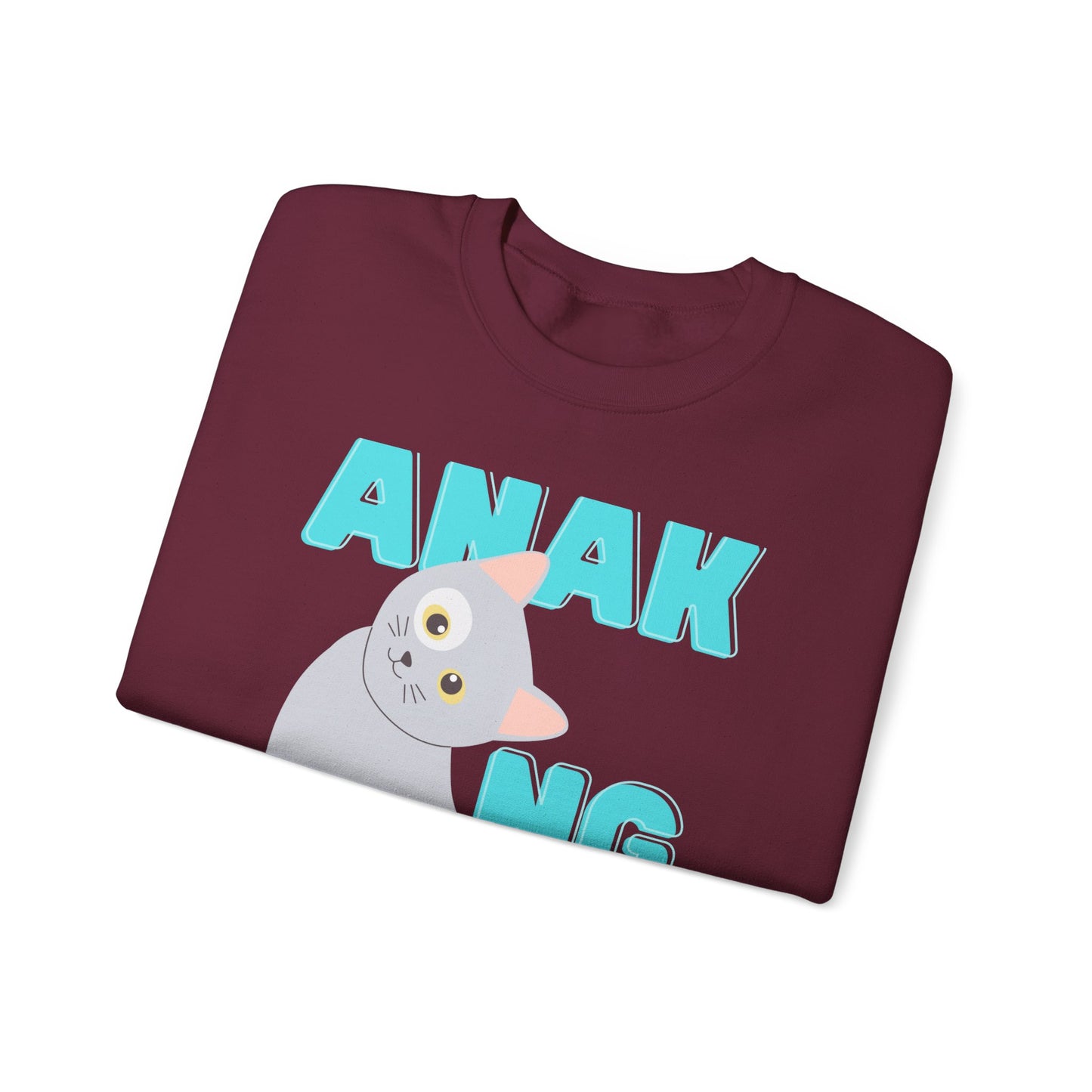 Filipino Sweatshirt Pinoy Graphic Pullover Sweater | Philippine Gifts For Cat Lovers | Tagalog - Anak Ng Pusa
