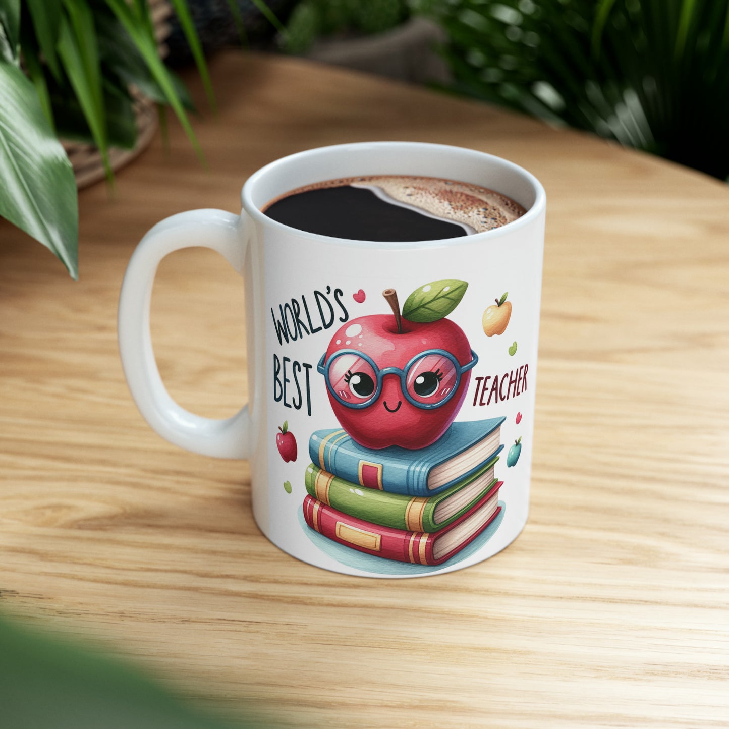 Teacher Coffee Mug | Apple Ceramic Mug 11oz | Cute Gift For Book Lovers
