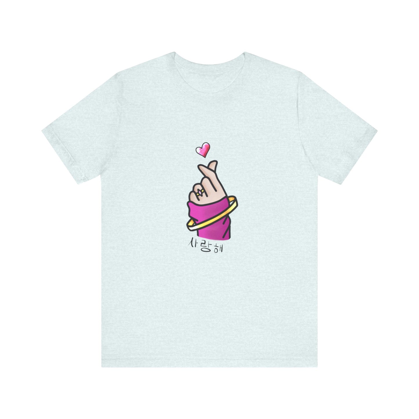 Cute T-Shirt, Finger Heart Unisex Graphic Tee - Korean K-Pop Design