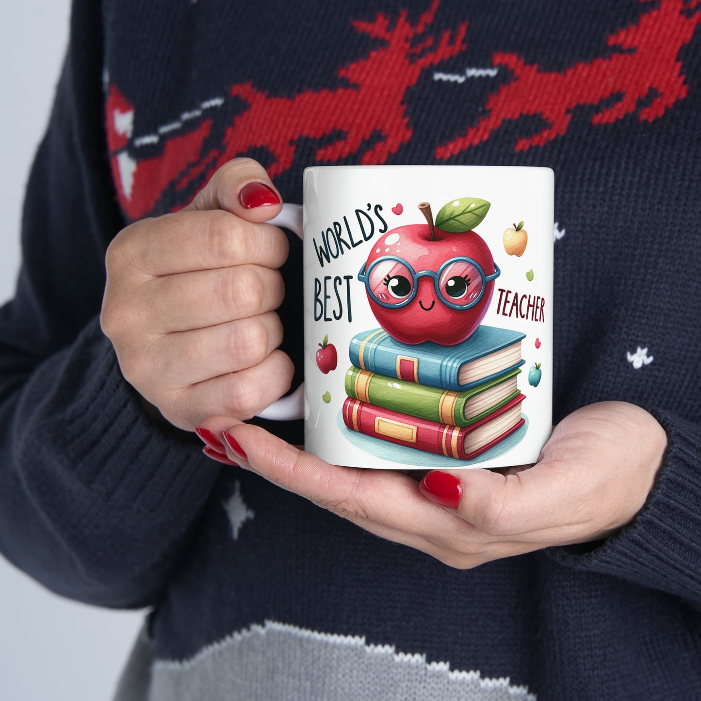 Teacher Coffee Mug | Apple Ceramic Mug 11oz | Cute Gift For Book Lovers