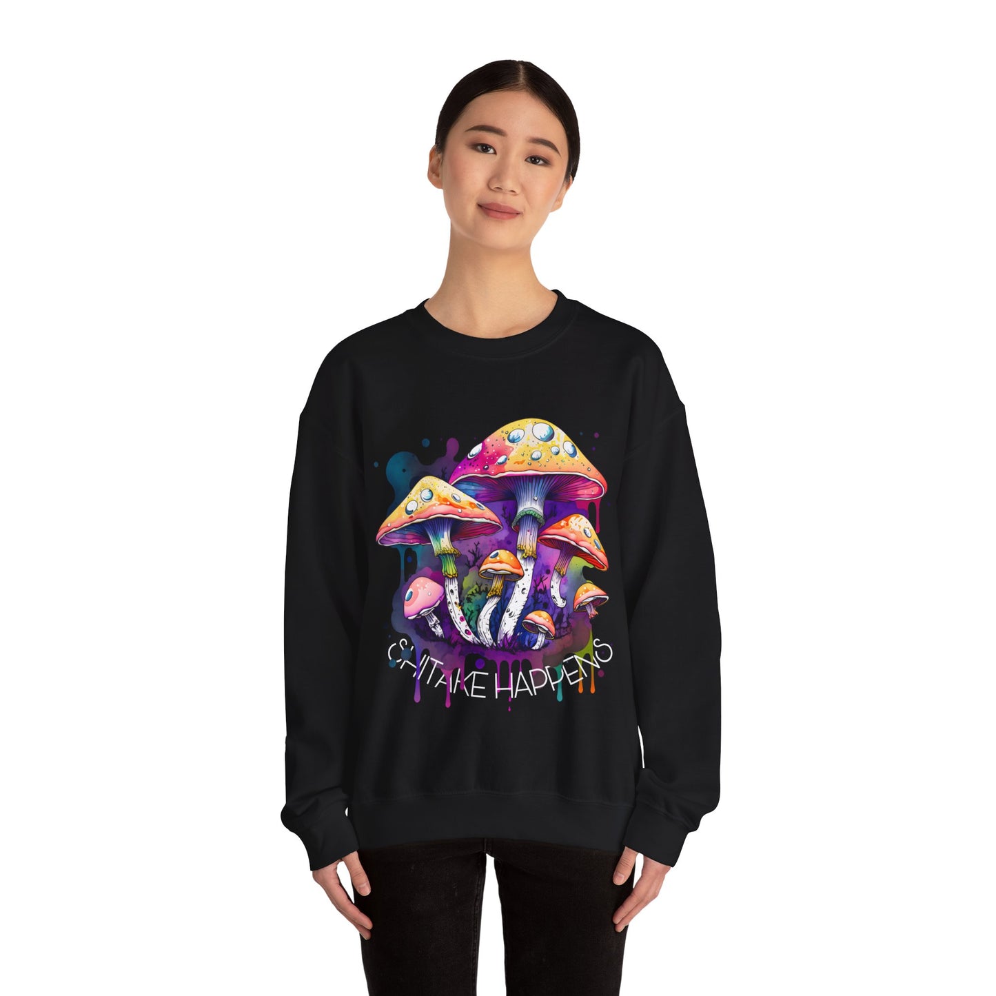 Mushrooms Sweatshirt Psychedelic Graphic Pullover Sweater Funny Gifts For Mom | Shitake Happens