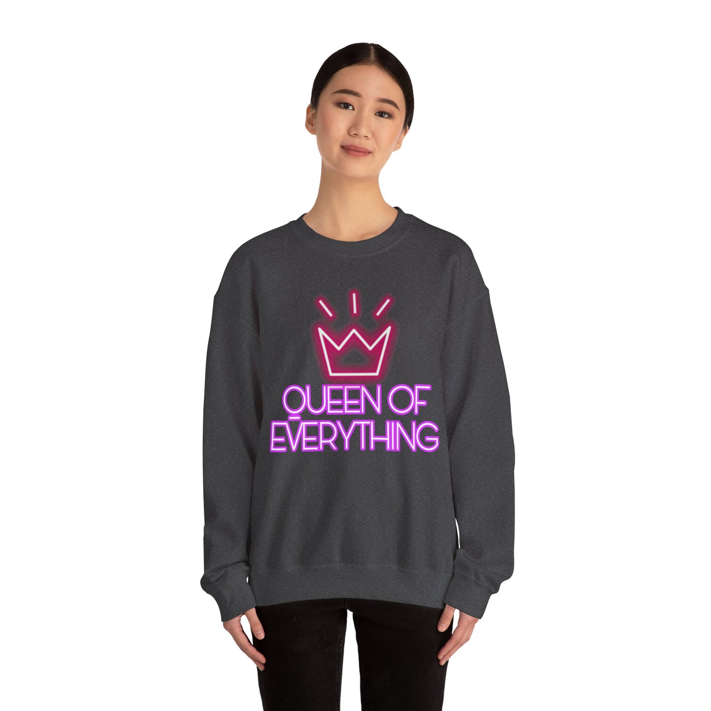 Queen Sweatshirt Neon Graphic Pullover Sweater Empowerment Gifts For Her Minimalist Outfit | Queen Of Everything