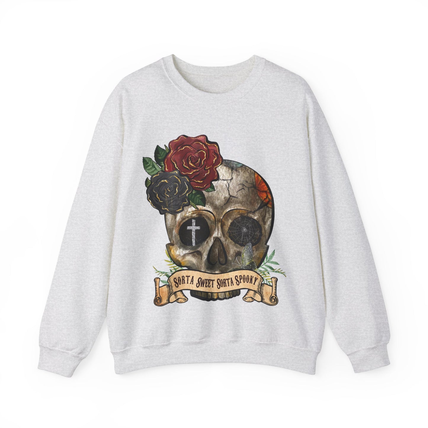 Goth Sweatshirt Skull Graphic Pullover Sweater | Gothic Gifts For Teens Halloween Outfit | Sorta Sweet Sorta Spooky