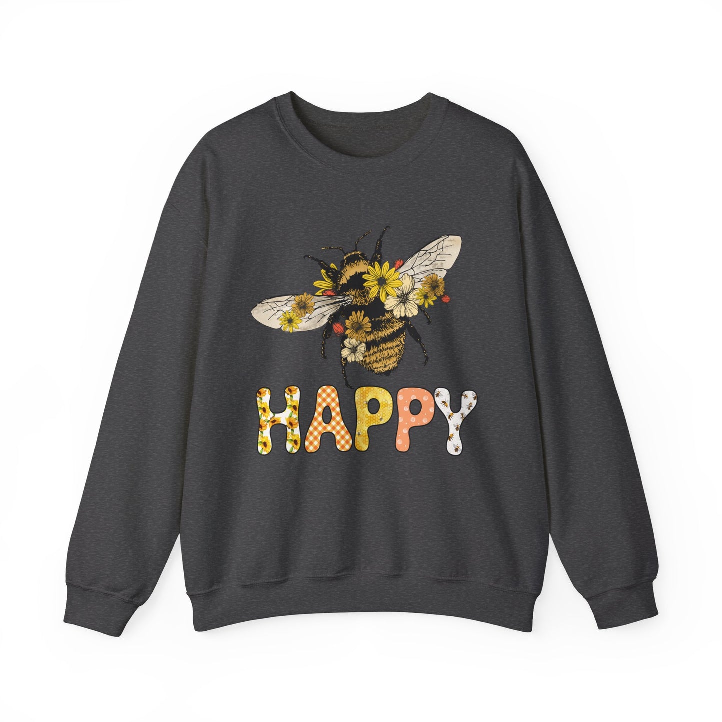 Be Happy Sweatshirt Bee Graphic Pullover Sweater | Motivational Gifts For Teachers | Floral