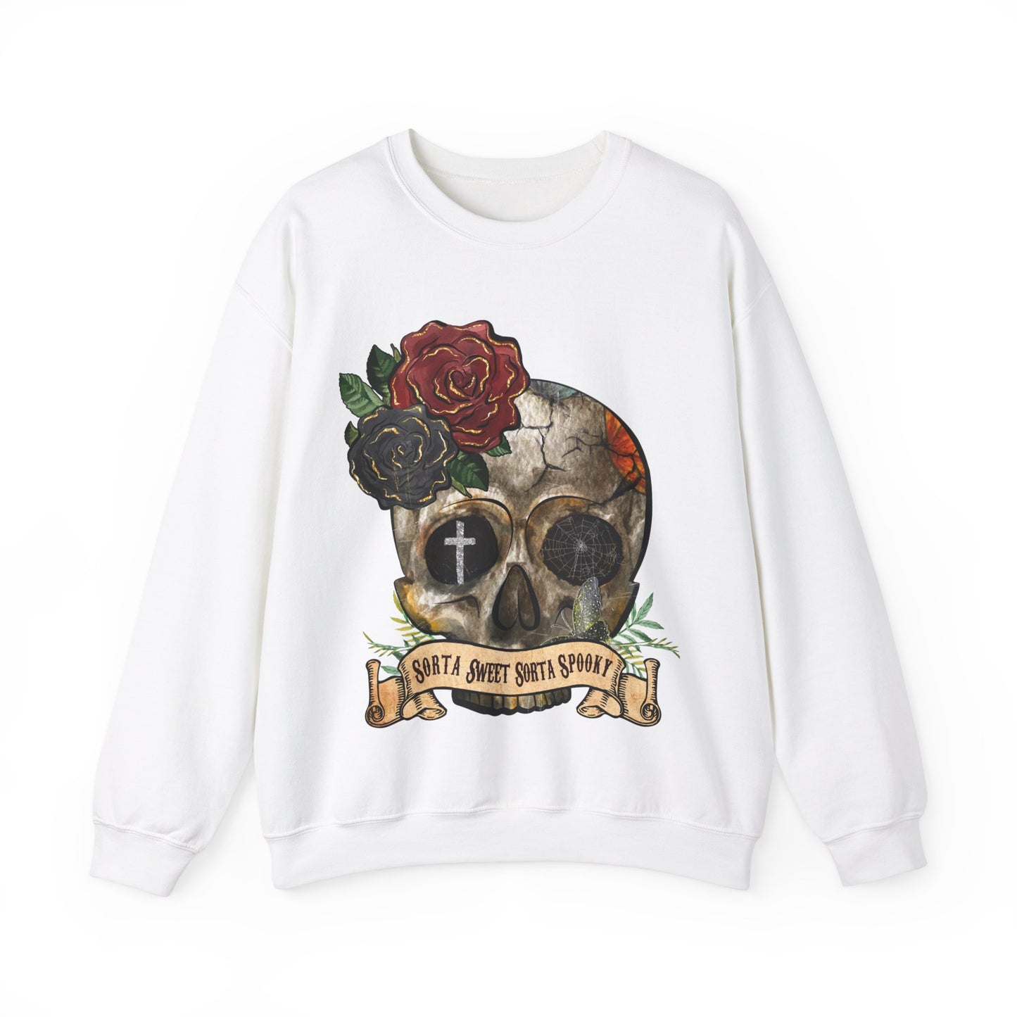 Goth Sweatshirt Skull Graphic Pullover Sweater | Gothic Gifts For Teens Halloween Outfit | Sorta Sweet Sorta Spooky