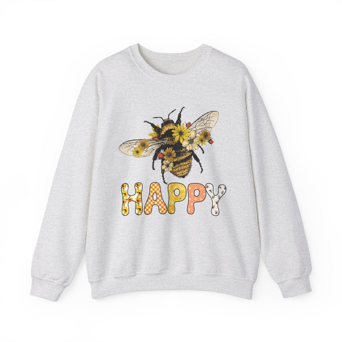 Be Happy Sweatshirt Bee Graphic Pullover Sweater | Motivational Gifts For Teachers | Floral