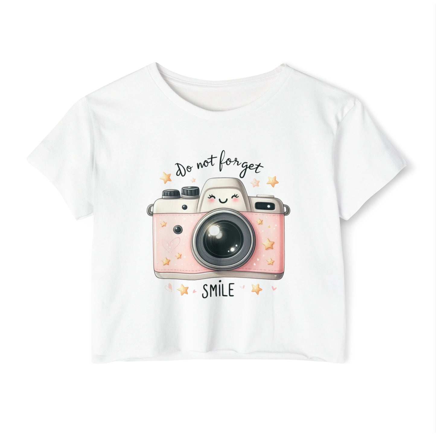 Camera Crop Top For Women, Retro Gifts For Her, Creator T-Shirt Croptop Cute TShirt Merch, Do .not Forget To Smile
