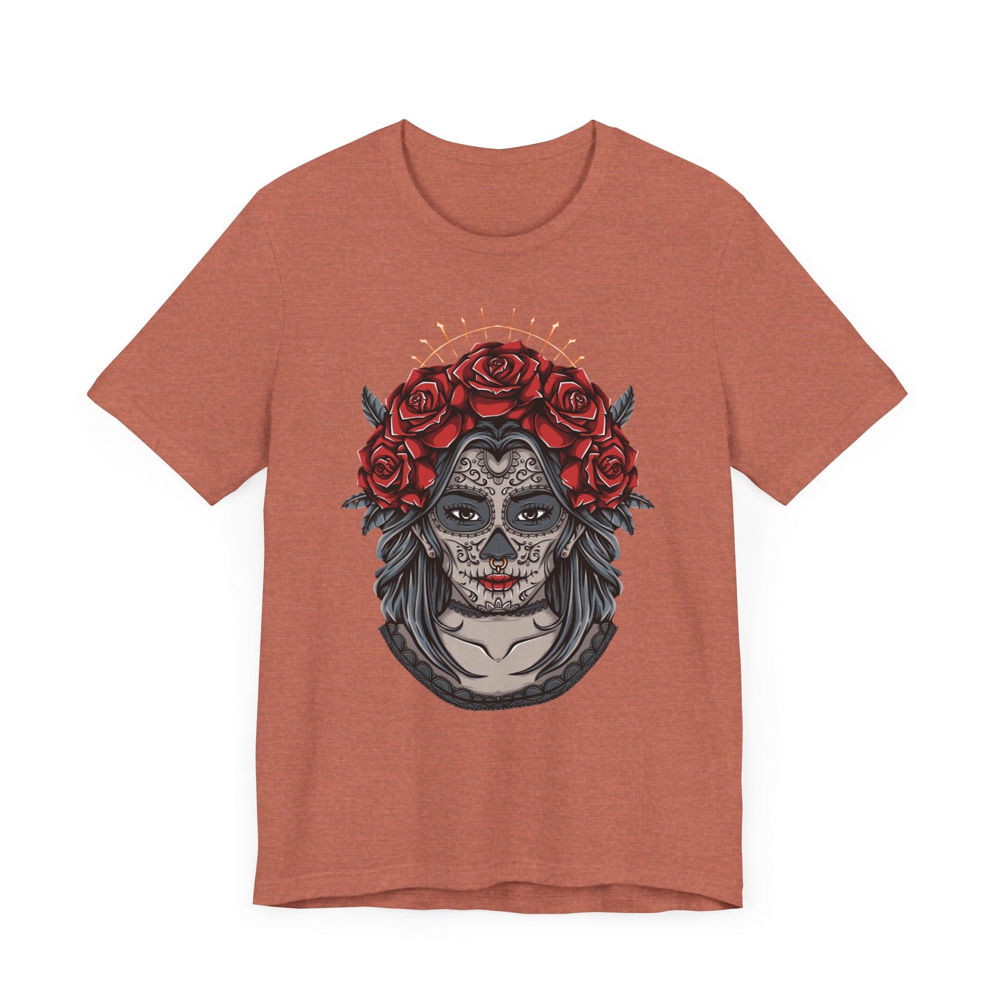 Sugar Skull T-Shirt, Gothic Graphic Tee for Teens, Unisex Tshirt Aesthetic Gifts For Him, Day Of The Dead Shirt Design