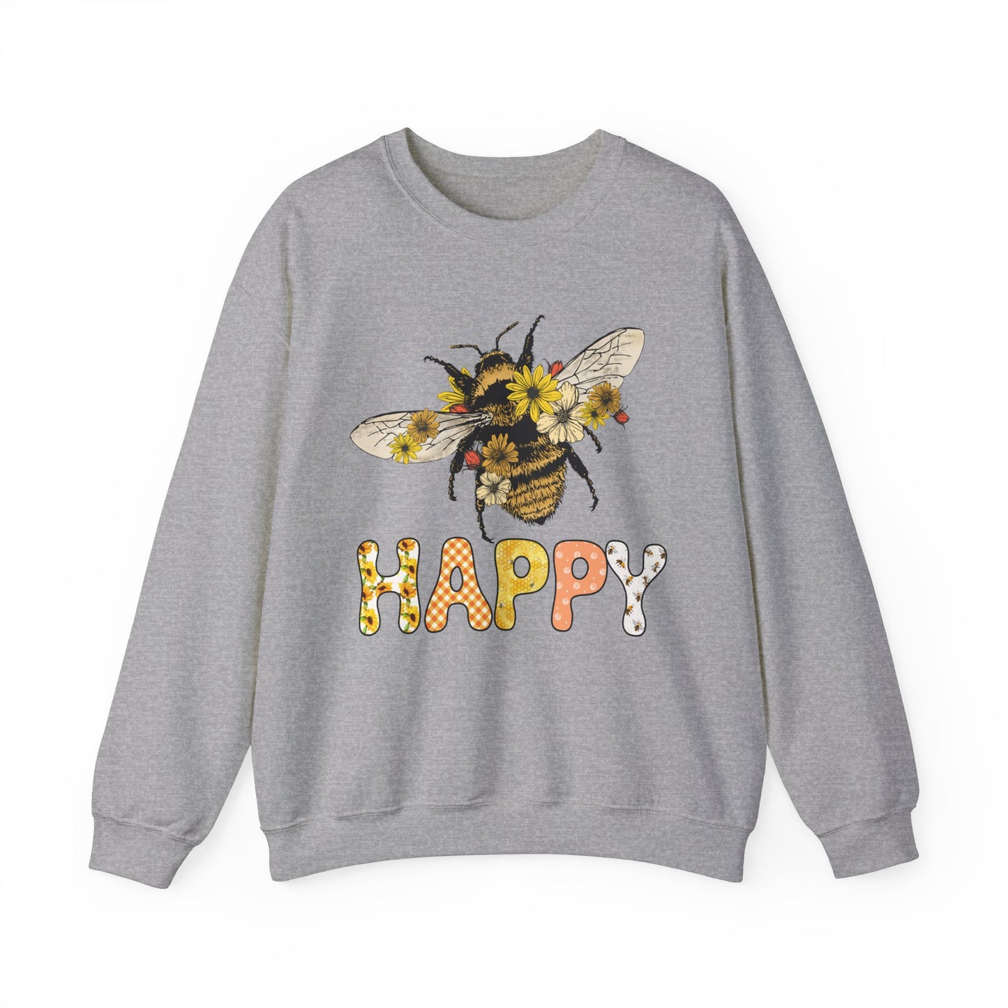 Be Happy Sweatshirt Bee Graphic Pullover Sweater | Motivational Gifts For Teachers | Floral