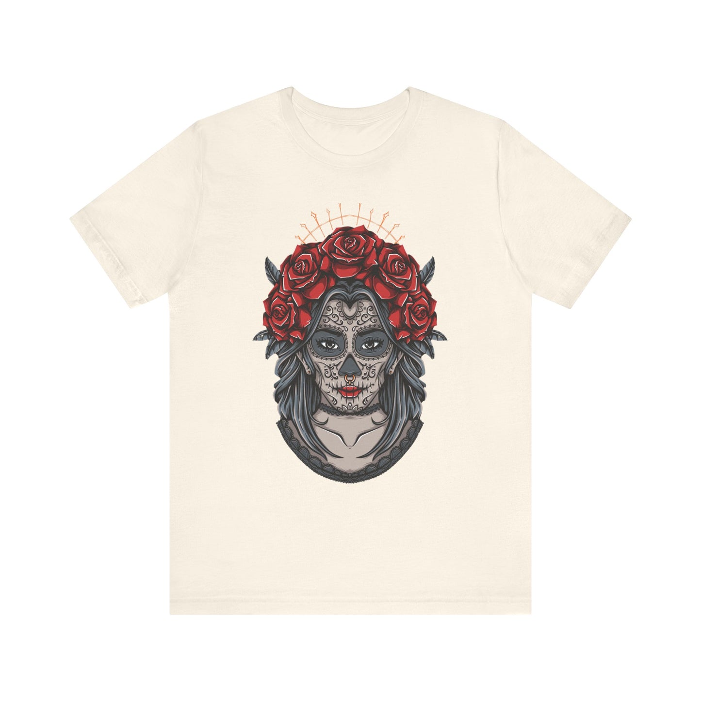 Sugar Skull T-Shirt, Gothic Graphic Tee for Teens, Unisex Tshirt Aesthetic Gifts For Him, Day Of The Dead Shirt Design