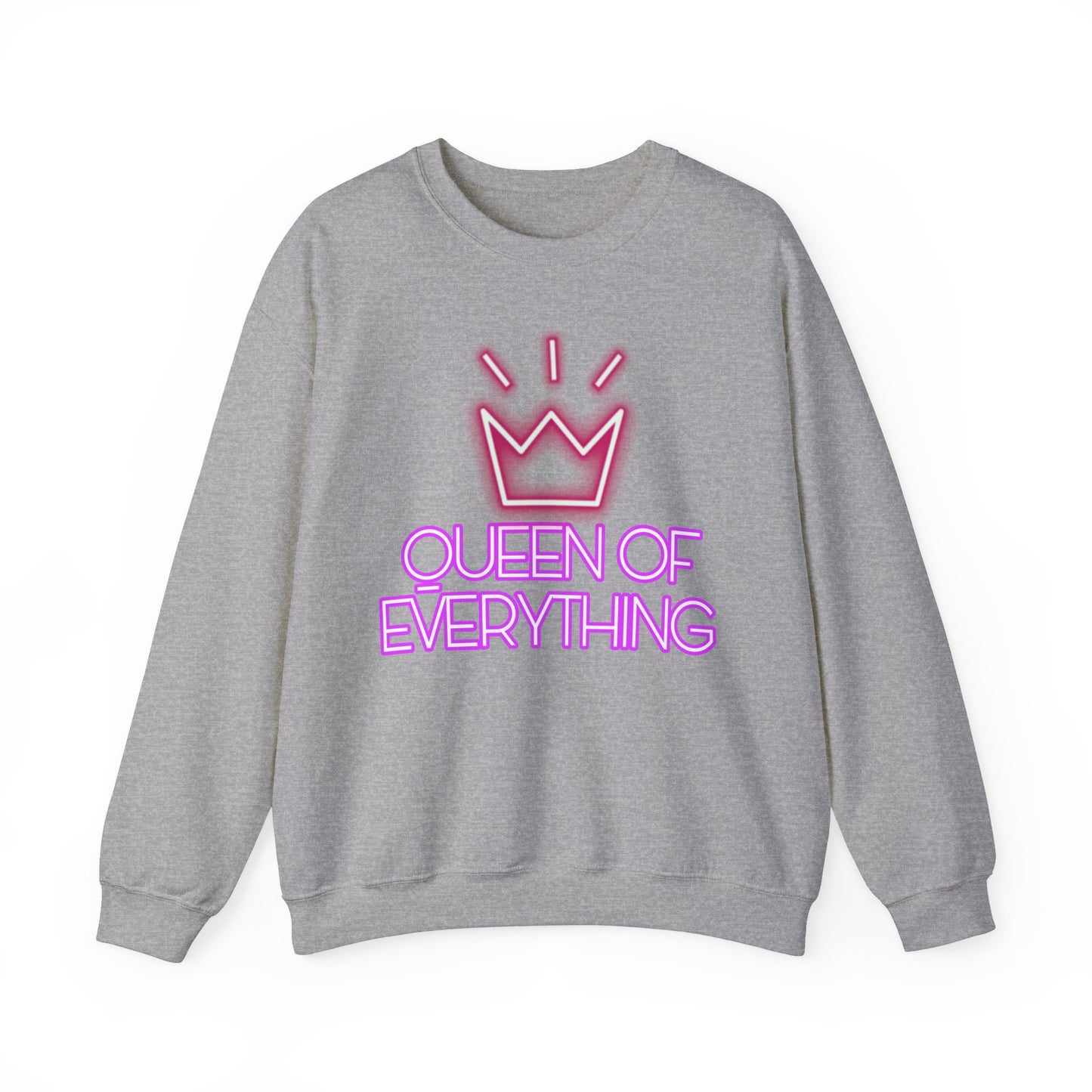 Queen Sweatshirt Neon Graphic Pullover Sweater Empowerment Gifts For Her Minimalist Outfit | Queen Of Everything