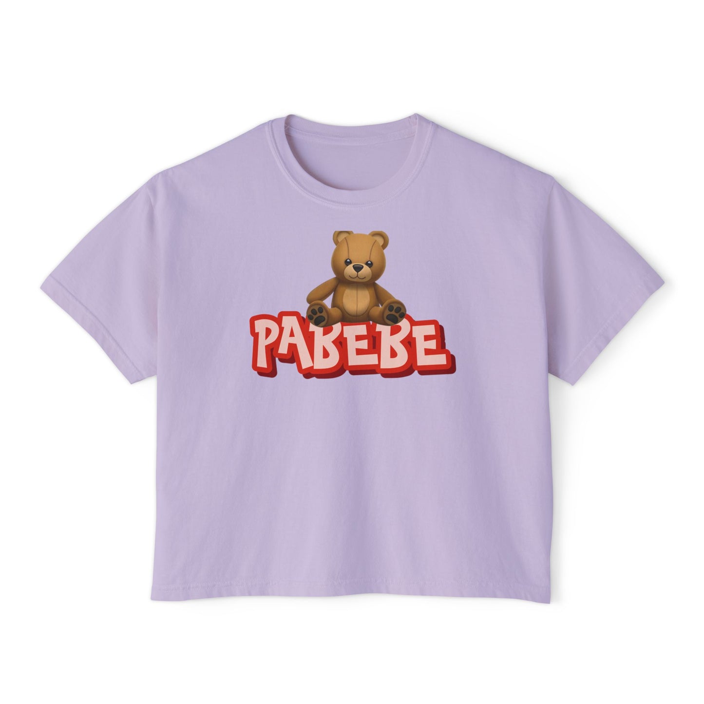 Pabebe Graphic Tee, Boxy Croptop, Pinoy Shirt, Casual Crop Top, Filipino Gift for Her, Comfort Colors Tshirt Brown Teddy Bear