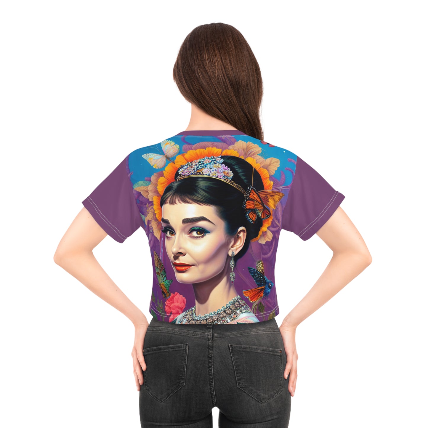 Audrey T-Shirt Cute Crop Tops | Croppe'd Graphic Tee | Movie T Shirt Women Trendy Gifts For Her | Teen T Shirt Design Back To School Apparel