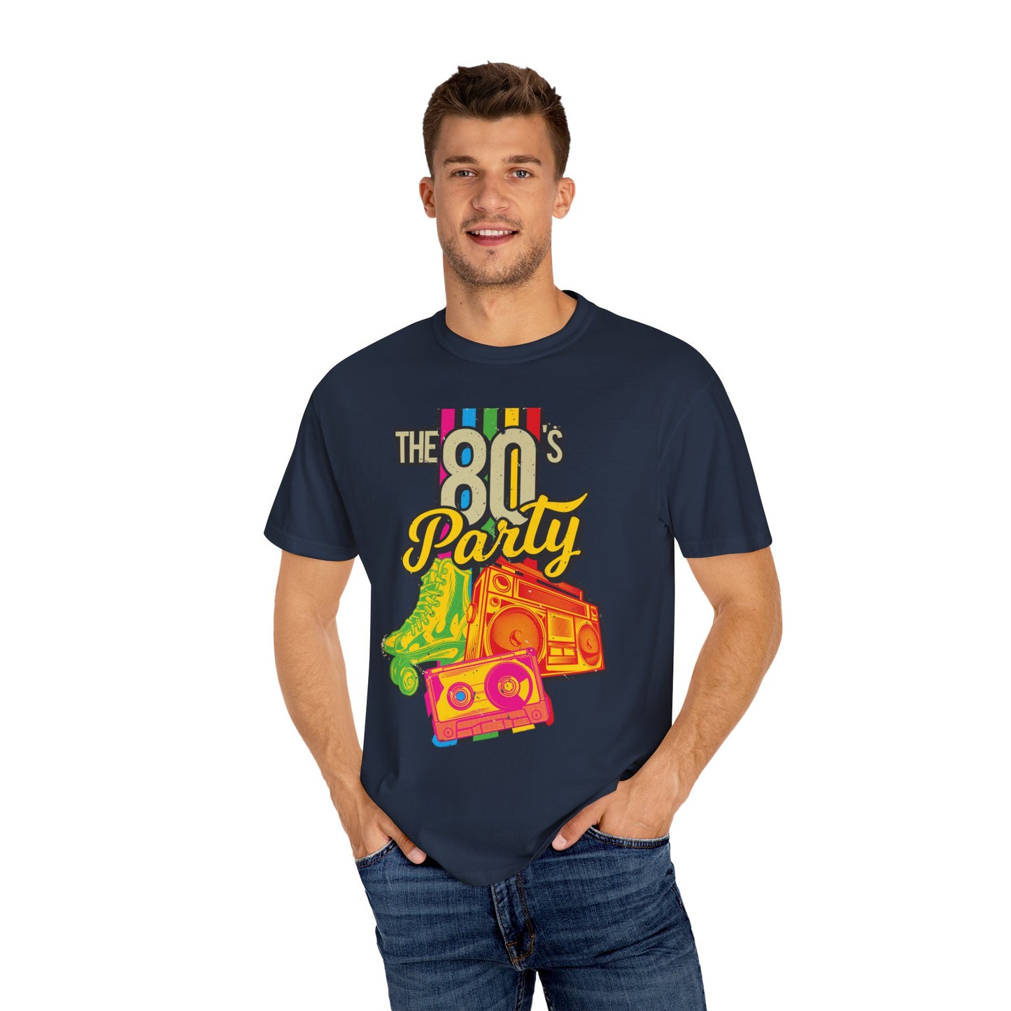 80s Party Comfort Colors Tshirt | Mens T-Shirt Graphic Tees Men Shirt Casual | Comfy Loose Fit Summer Clothes | Cotton Street Wear Clothing College Fashion