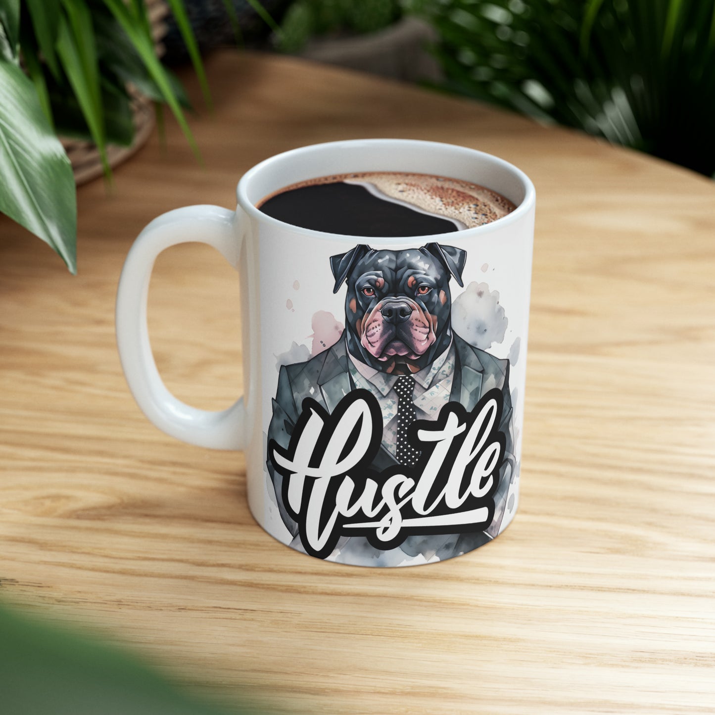 Pitbull Coffee Mug, Hustle Ceramic Mug 11oz, Small Business Gifts For Dog Lovers, Father Gift For Dad