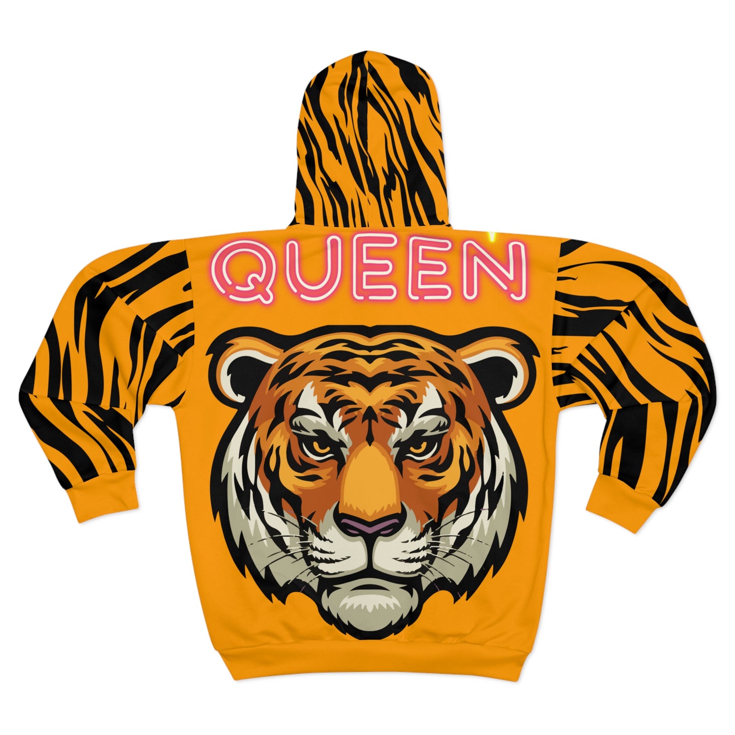 Unisex Zip Hoodie AOP / Queen Tiger Print All Over Print Hoodie / Aesthetic Pullover Zipper Hooded Jacket