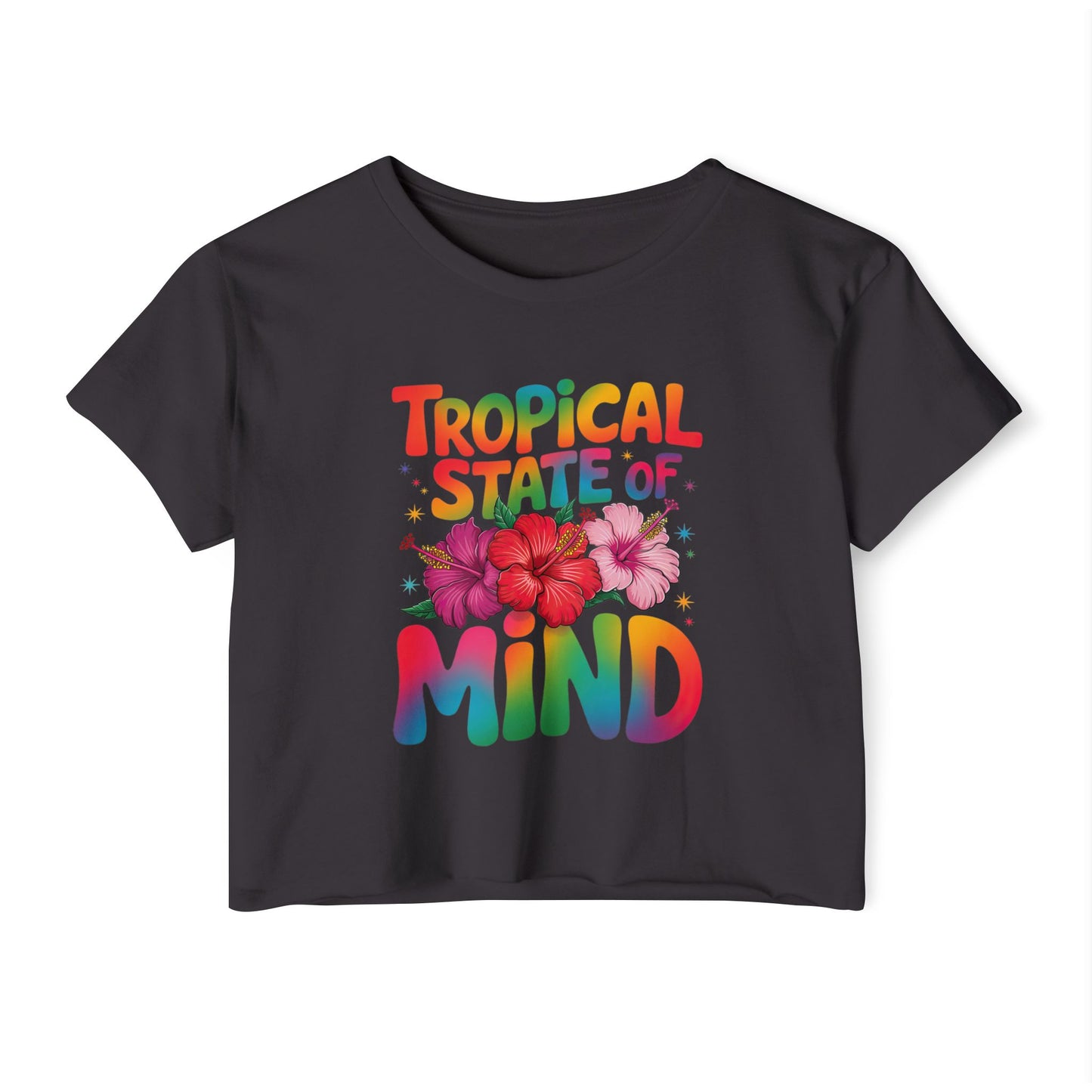 Summer Crop Top For Women, Beach Gifts For Her, Travel T-Shirt Croptop TShirt Merch, Tropical State Of Mind
