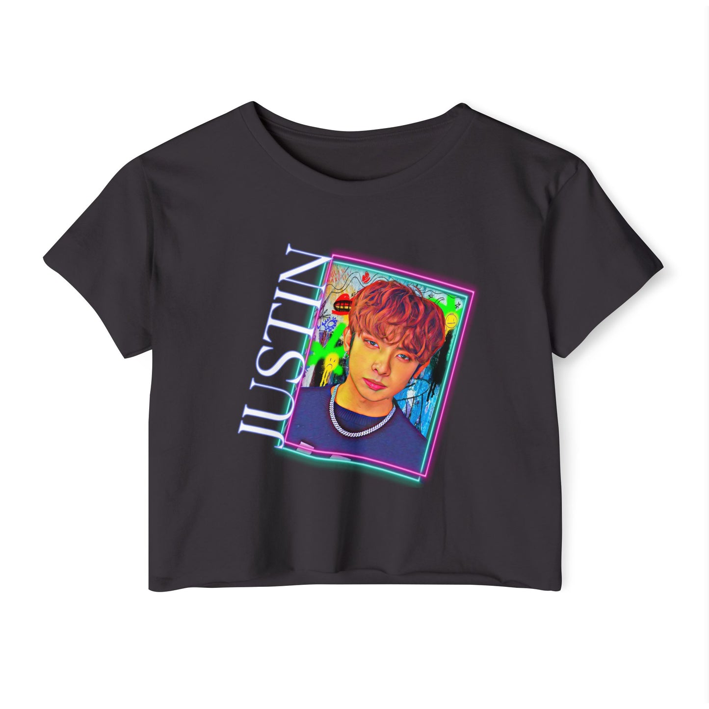 P-Pop SB19 Justin Bias Crop Top, Filipino Gifts For Sisters, Pinoy Pop Concert T-Shirt Croptop TShirt Merch Ppop Rise