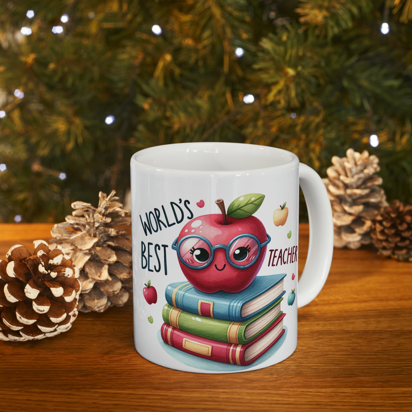 Teacher Coffee Mug | Apple Ceramic Mug 11oz | Cute Gift For Book Lovers