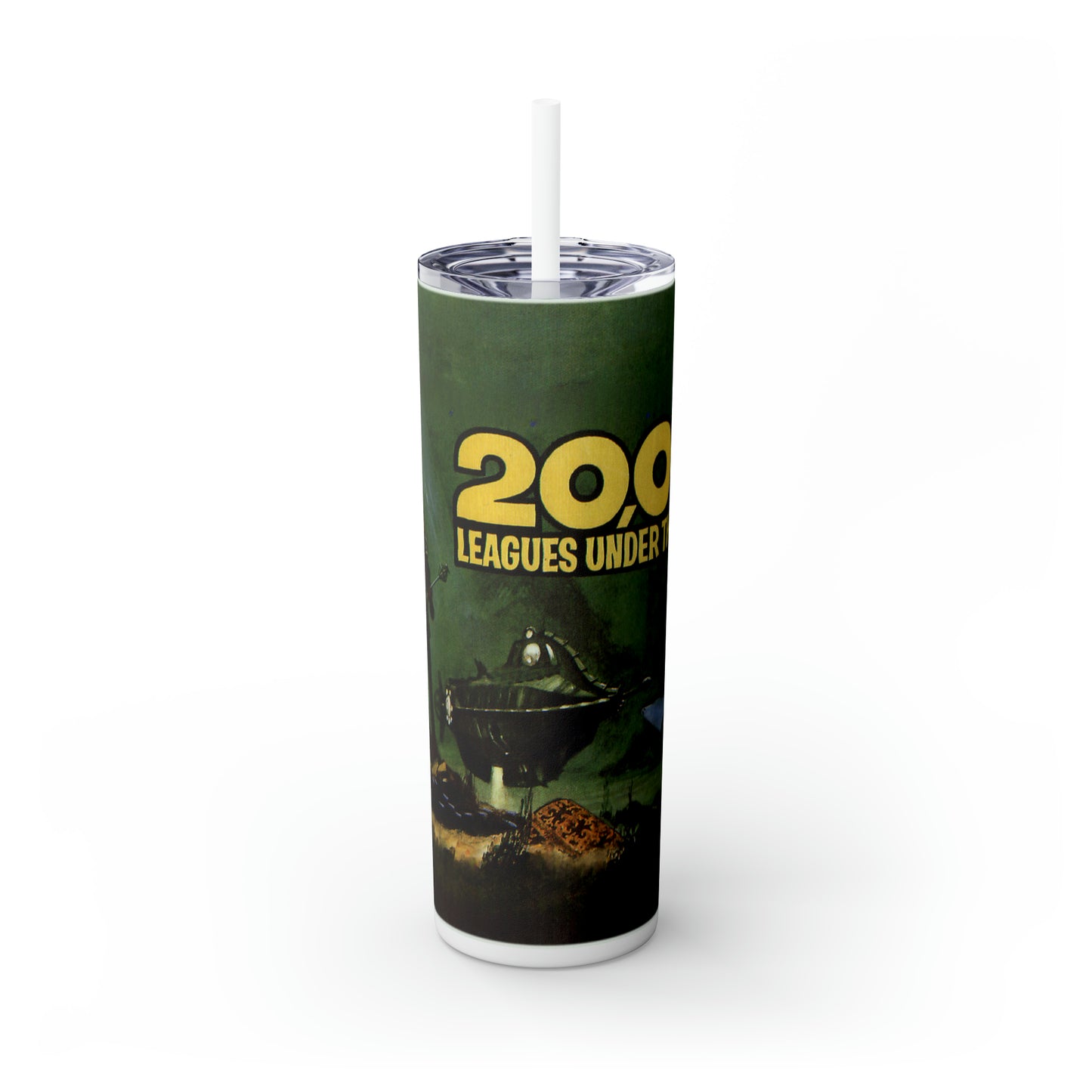 20,000 Leagues Under The Sea Skinny Tumbler 20 oz, Hollywood Movie Gift For Dad, Outdoors Stainless Steel Drinkware With Straw And Lid, Useful Gift For Sci Fi Lovers, Travel Accessory For Drinking Hot Cold Drinks
