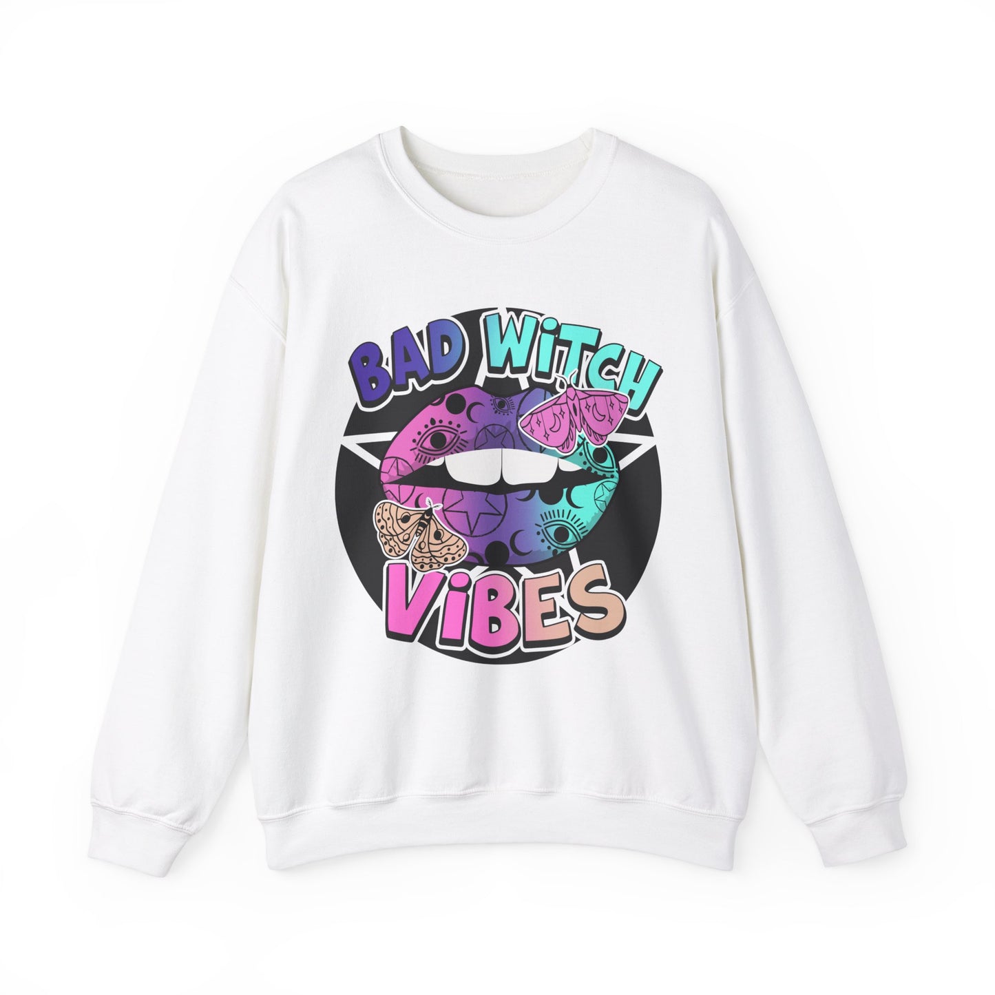 Bad Witch Vibes Sweatshirt Halloween Graphic Pullover Sweater | Witchy Gifts For Mom