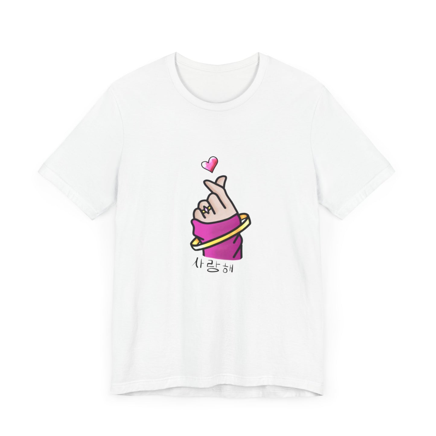 Cute T-Shirt, Finger Heart Unisex Graphic Tee - Korean K-Pop Design