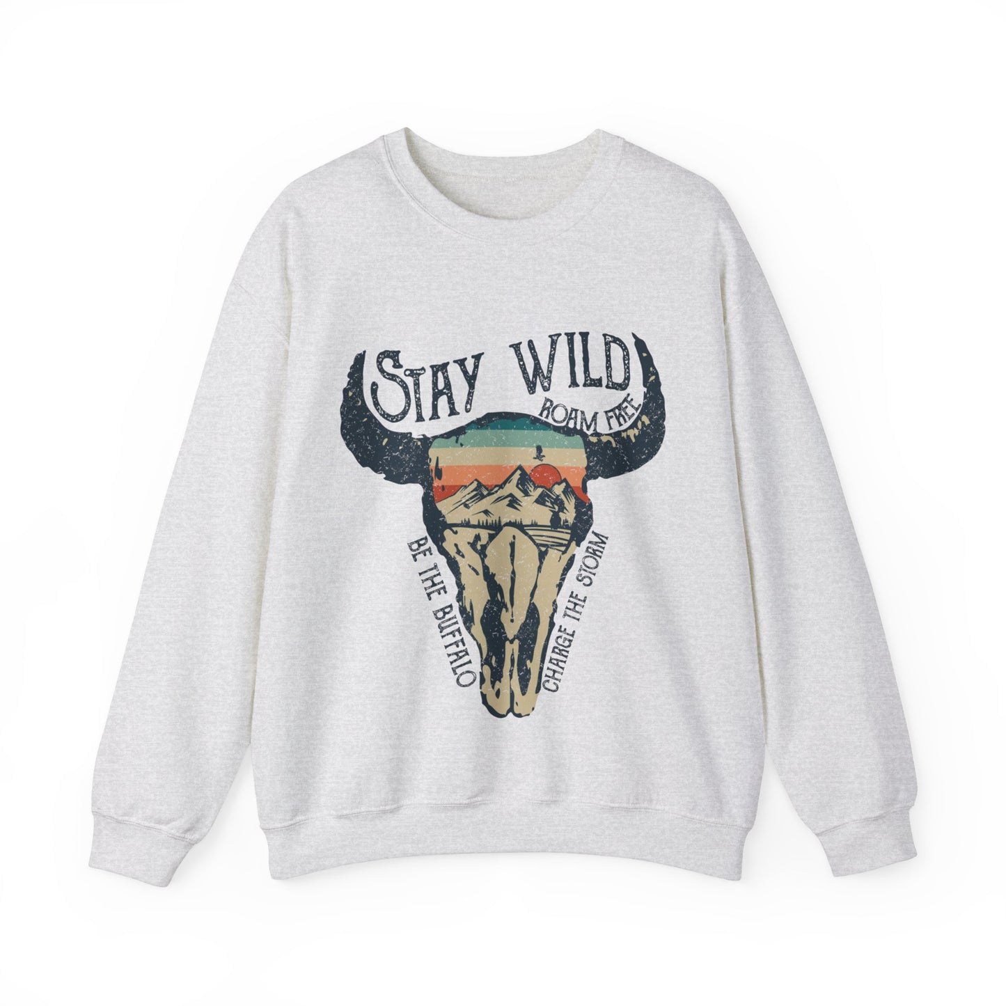 Buffalo Sweatshirt Skull Graphic Pullover Sweater | Desert Gifts For Teens Boho Outfit | Stay Wild
