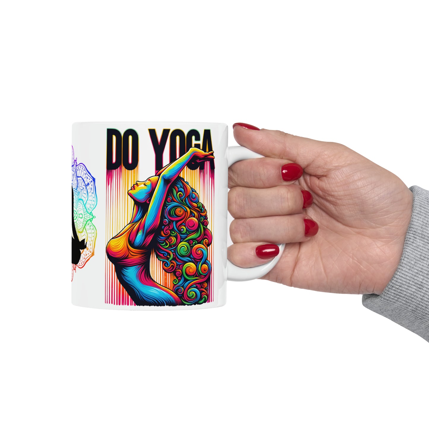 Yoga Coffee Mug, Namaste Ceramic Mug 11oz, Meditation Gifts For Her, Chakra Gift For Mom