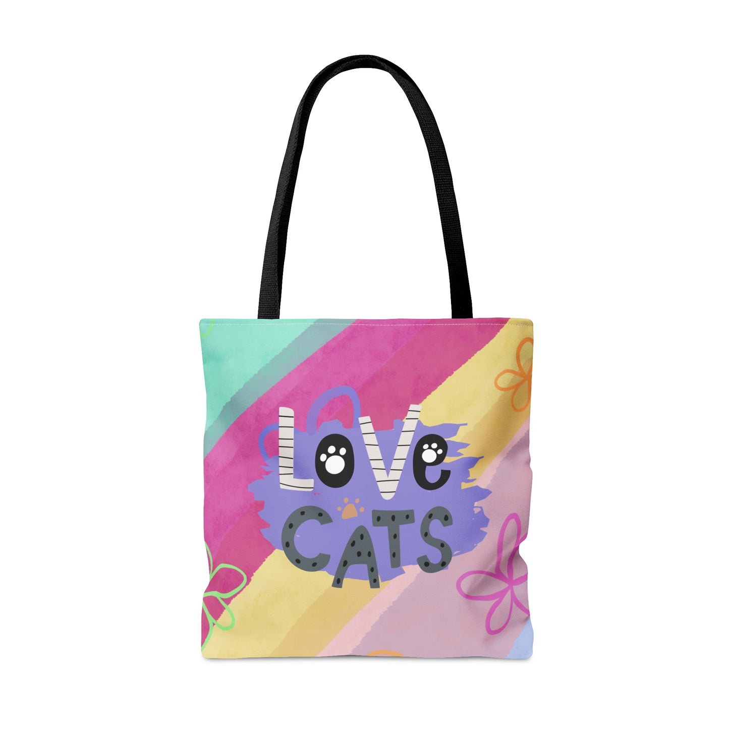 2 Cats Tote Bag - Rainbow Pattern Design For Women
