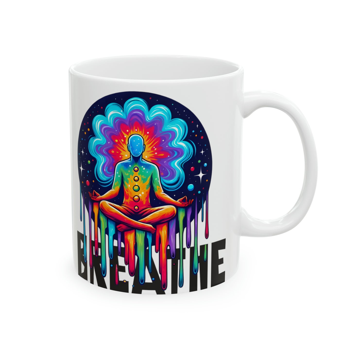 Yoga Coffee Mug, Namaste Ceramic Mug 11oz, Meditation Gifts For Him, Chakra Gift For Dad, Breathe