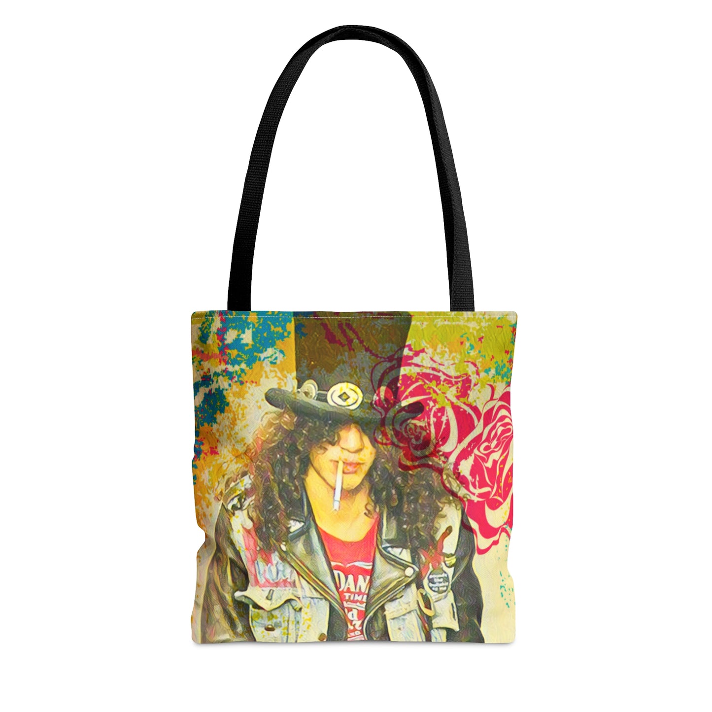 80s Rock Band Tote Bag - Gold Honeycomb In Black Design For Women