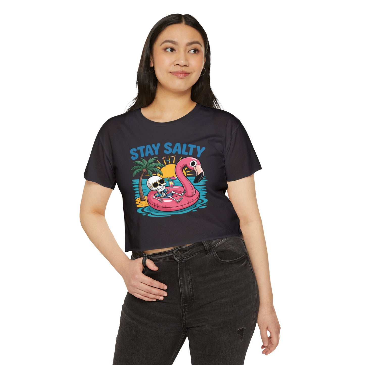 Skeleton Crop Top For Women, Beach Gifts For Her, Pool T-Shirt Croptop Casual Summer TShirt Merch, Save a Horse Ride A Cowgirl
