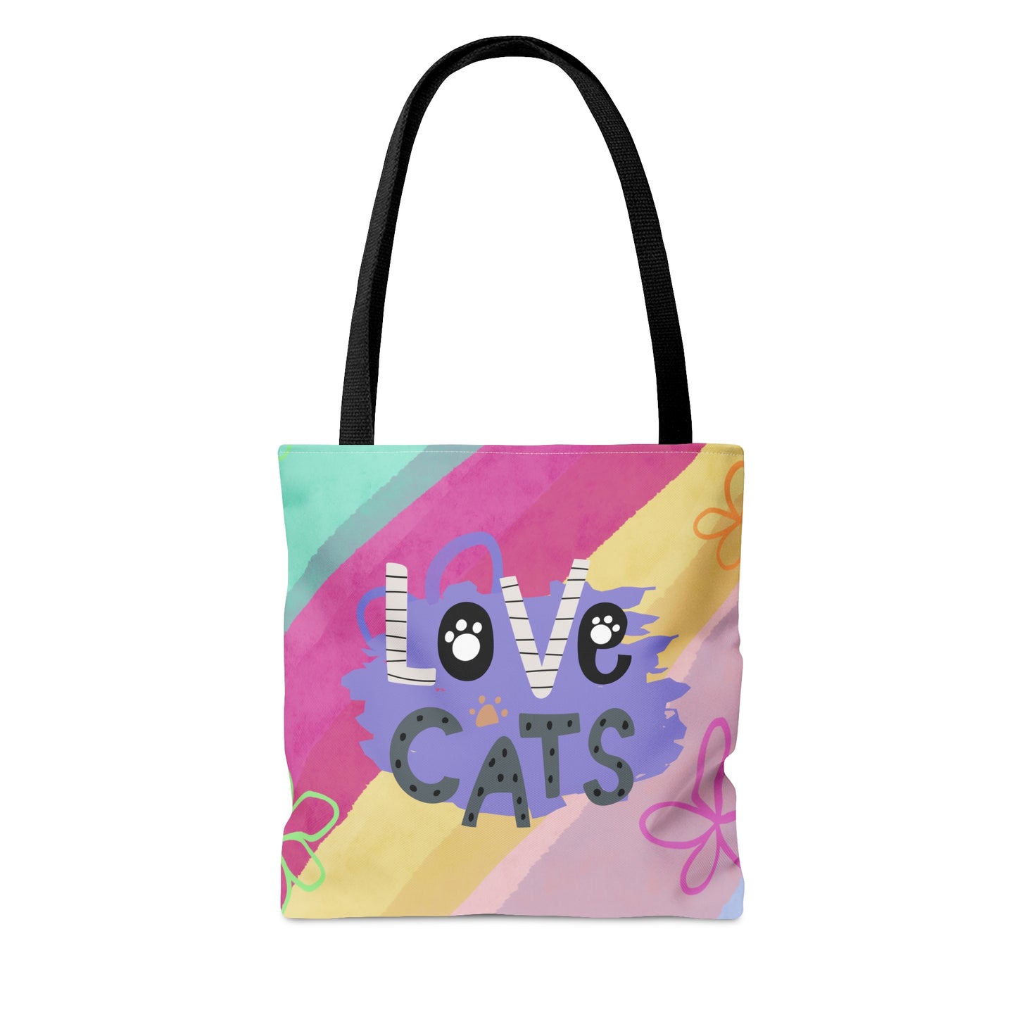 2 Cats Tote Bag - Rainbow Pattern Design For Women