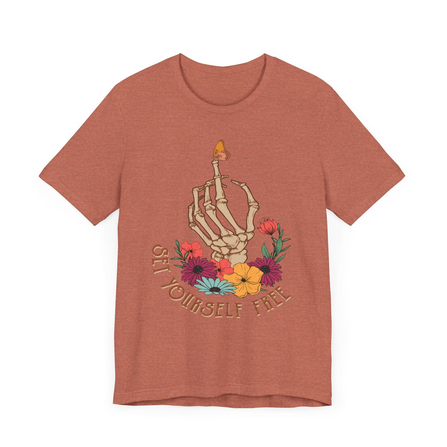 Retro T-Shirt, Skeleton Graphic Tee for Teens, Unisex Tshirt Aesthetic Gifts For Her, Motivational Quote Mantra Shirt Design