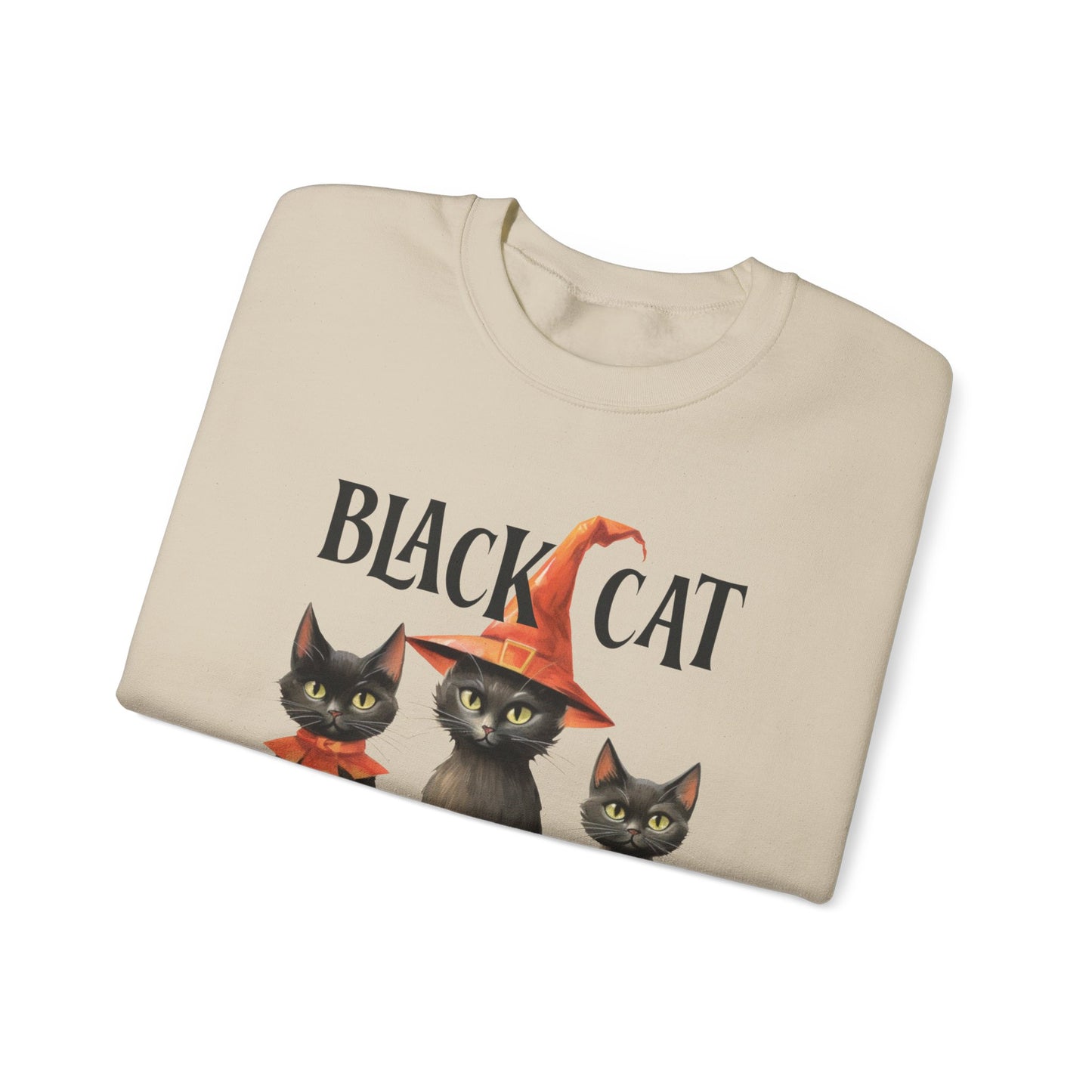 Cat Sweatshirt Halloween Graphic Pullover Sweater | Retro Gifts For Mom Cat Gift For Cat Lovers | Black Cat Society