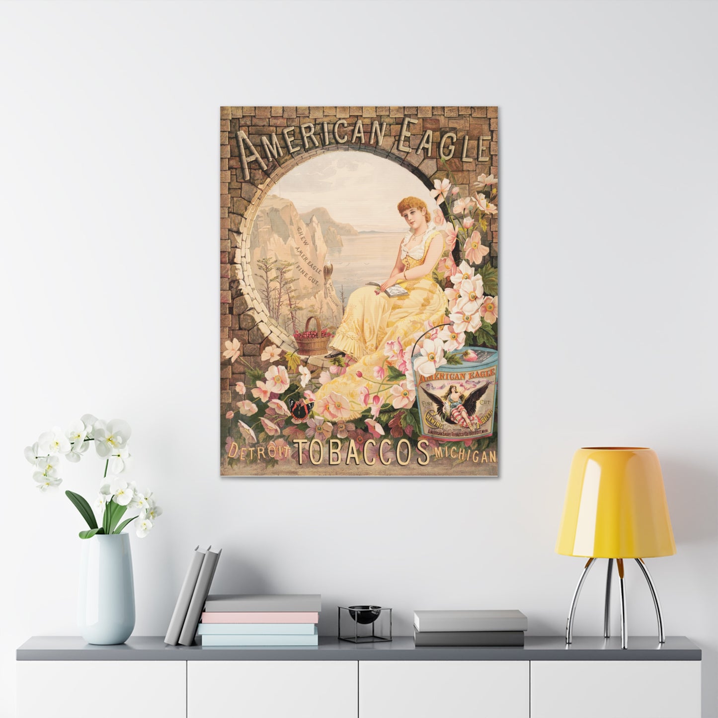 Vintage Art Canvas Gallery Wrap 30x40 Wall Art Tobacco Ad Poster