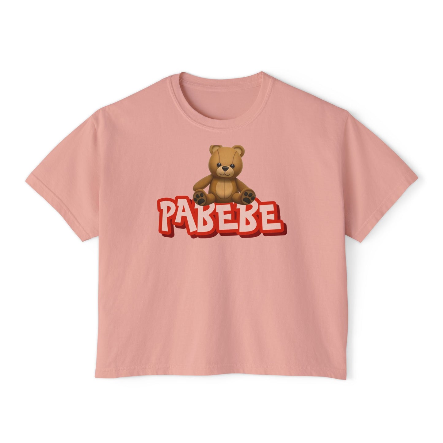 Pabebe Graphic Tee, Boxy Croptop, Pinoy Shirt, Casual Crop Top, Filipino Gift for Her, Comfort Colors Tshirt Brown Teddy Bear