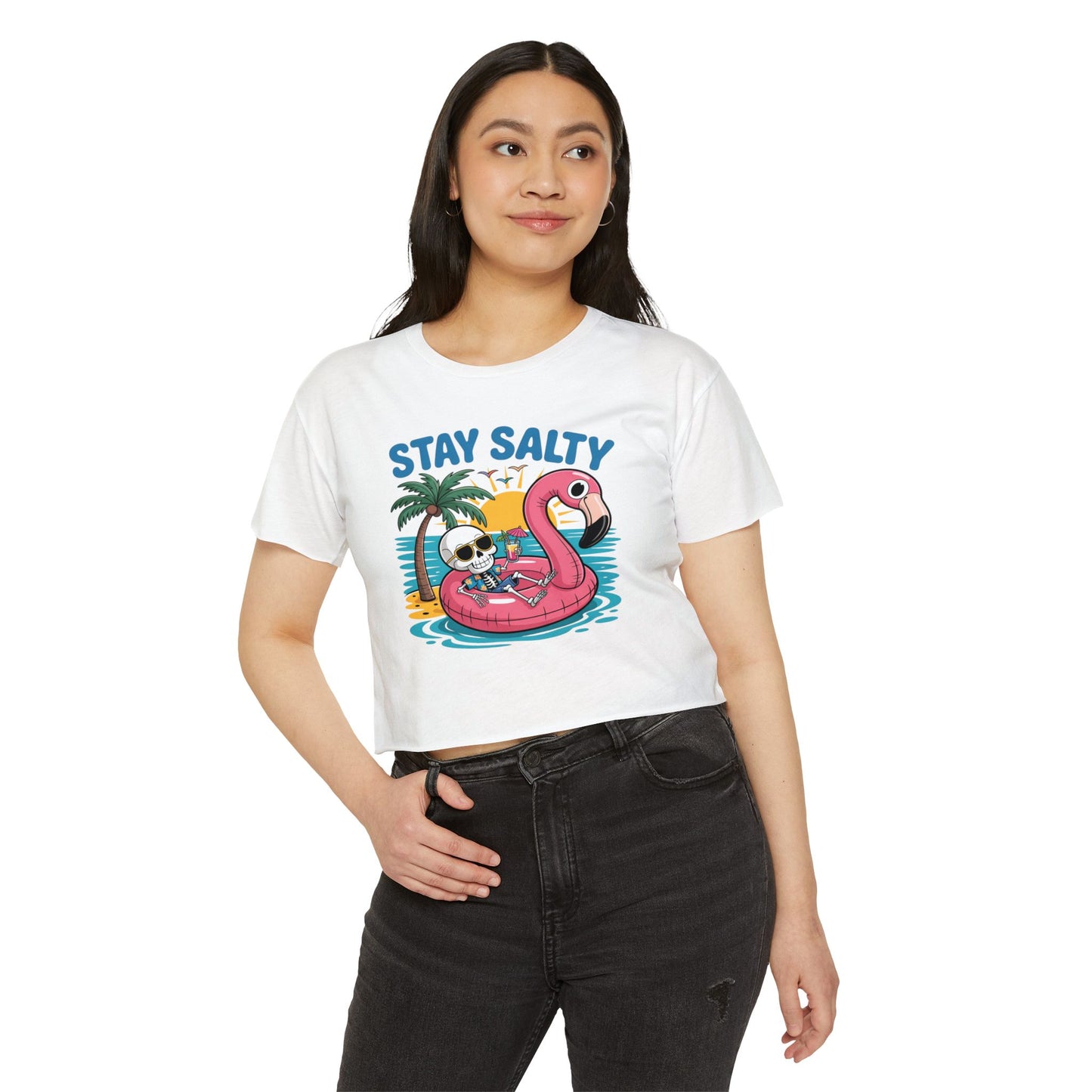 Skeleton Crop Top For Women, Beach Gifts For Her, Pool T-Shirt Croptop Casual Summer TShirt Merch, Save a Horse Ride A Cowgirl