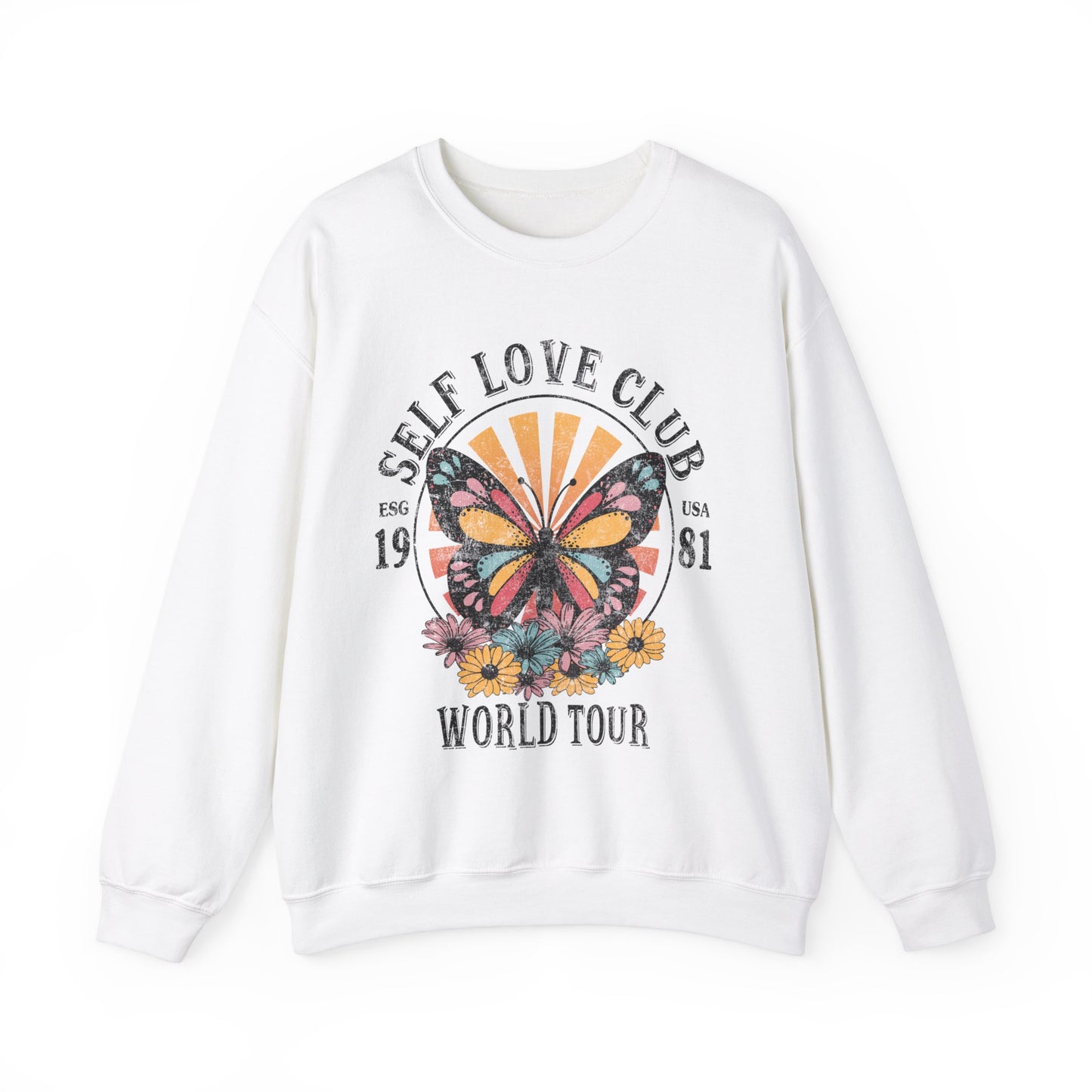 Butterfly Sweatshirt Floral Graphic Pullover Sweater | Motivational Gifts For Mom - Self Love Club