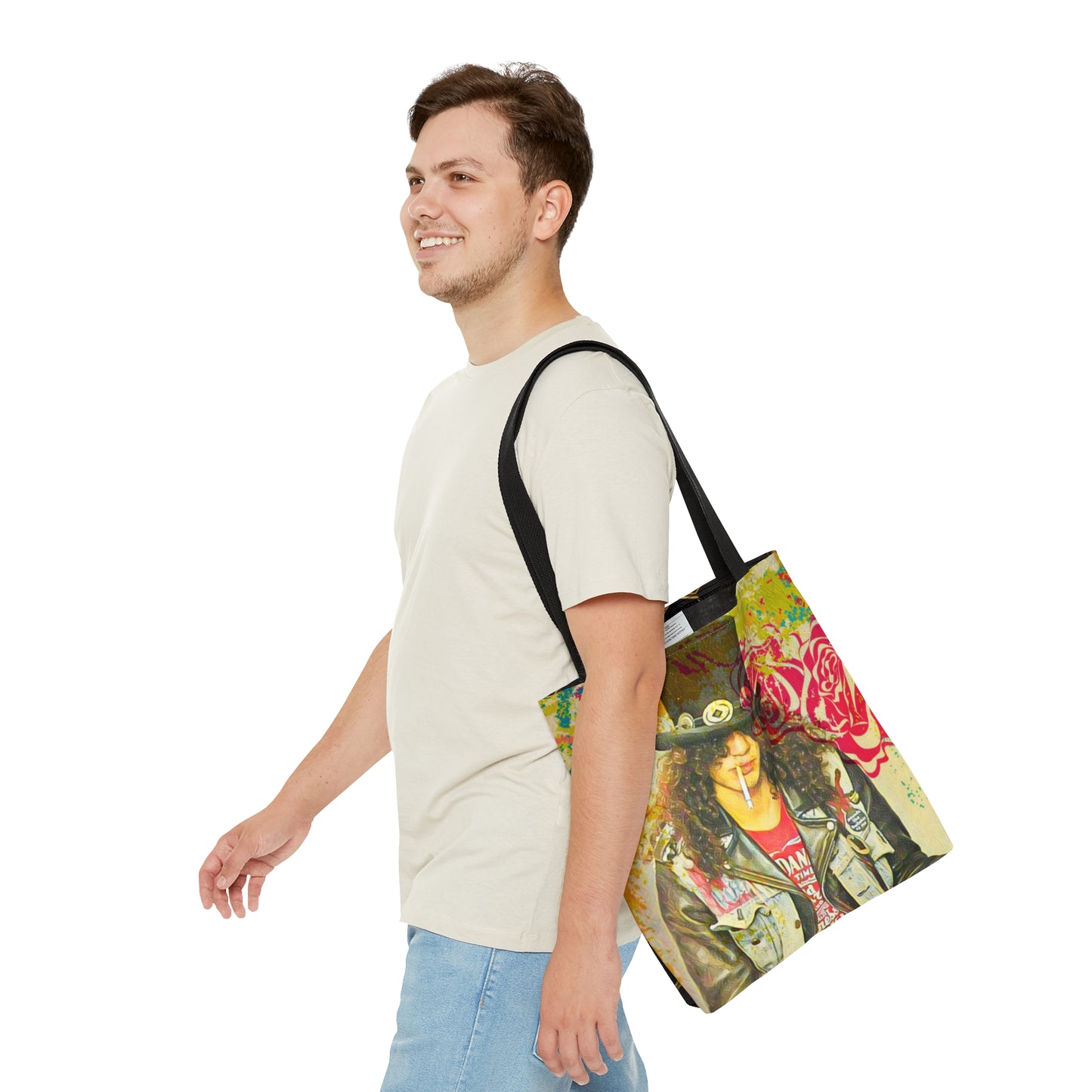 80s Rock Band Tote Bag - Gold Honeycomb In Black Design For Women