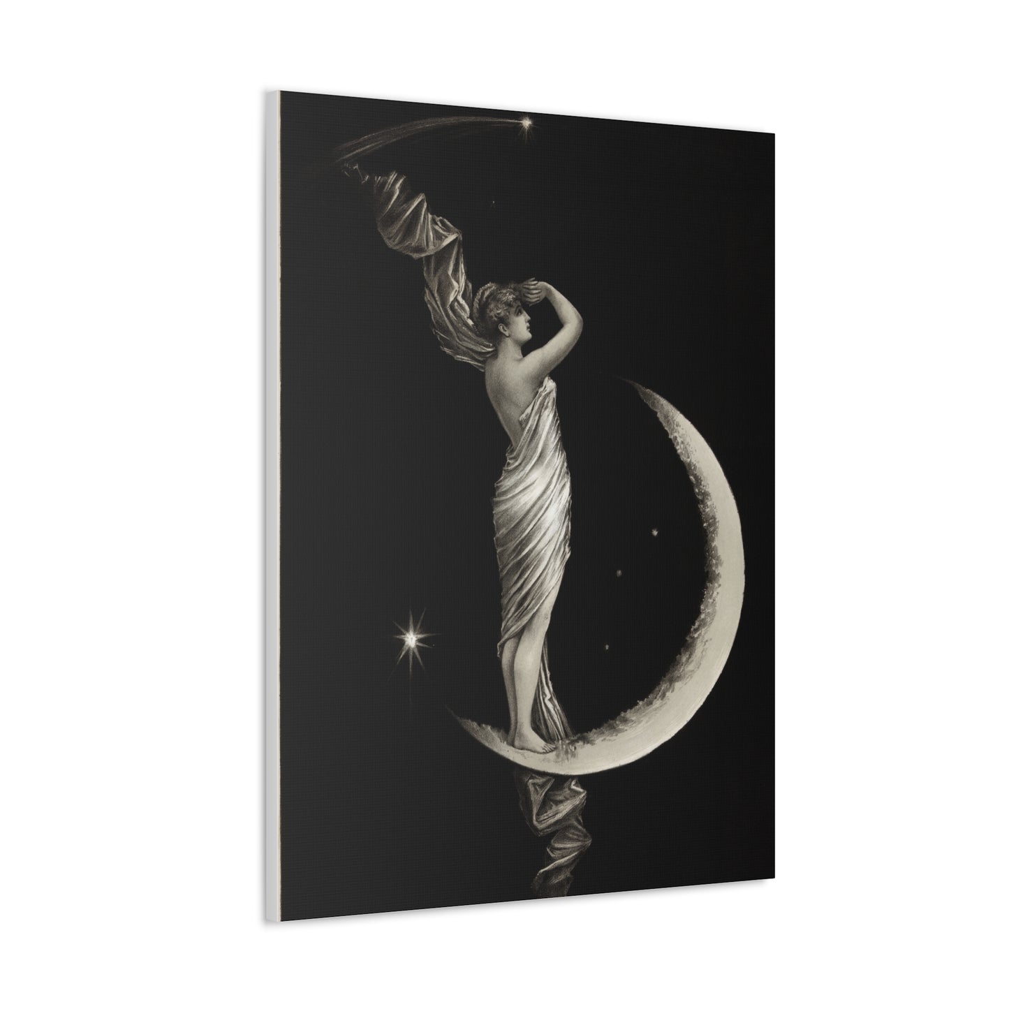 Vintage Art Canvas Gallery Wrap 30x40 Home Wall Art Woman On The Moon