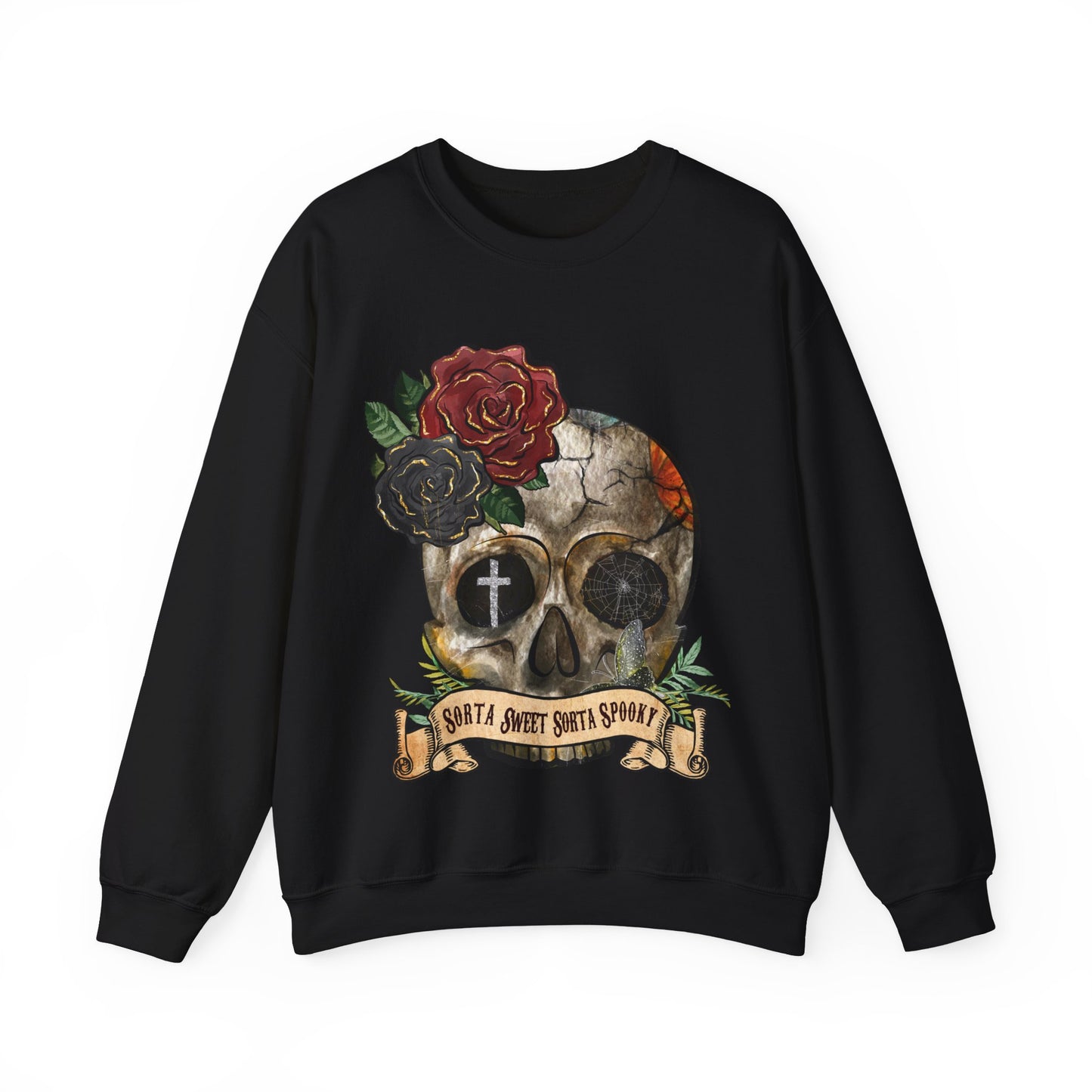 Goth Sweatshirt Skull Graphic Pullover Sweater | Gothic Gifts For Teens Halloween Outfit | Sorta Sweet Sorta Spooky