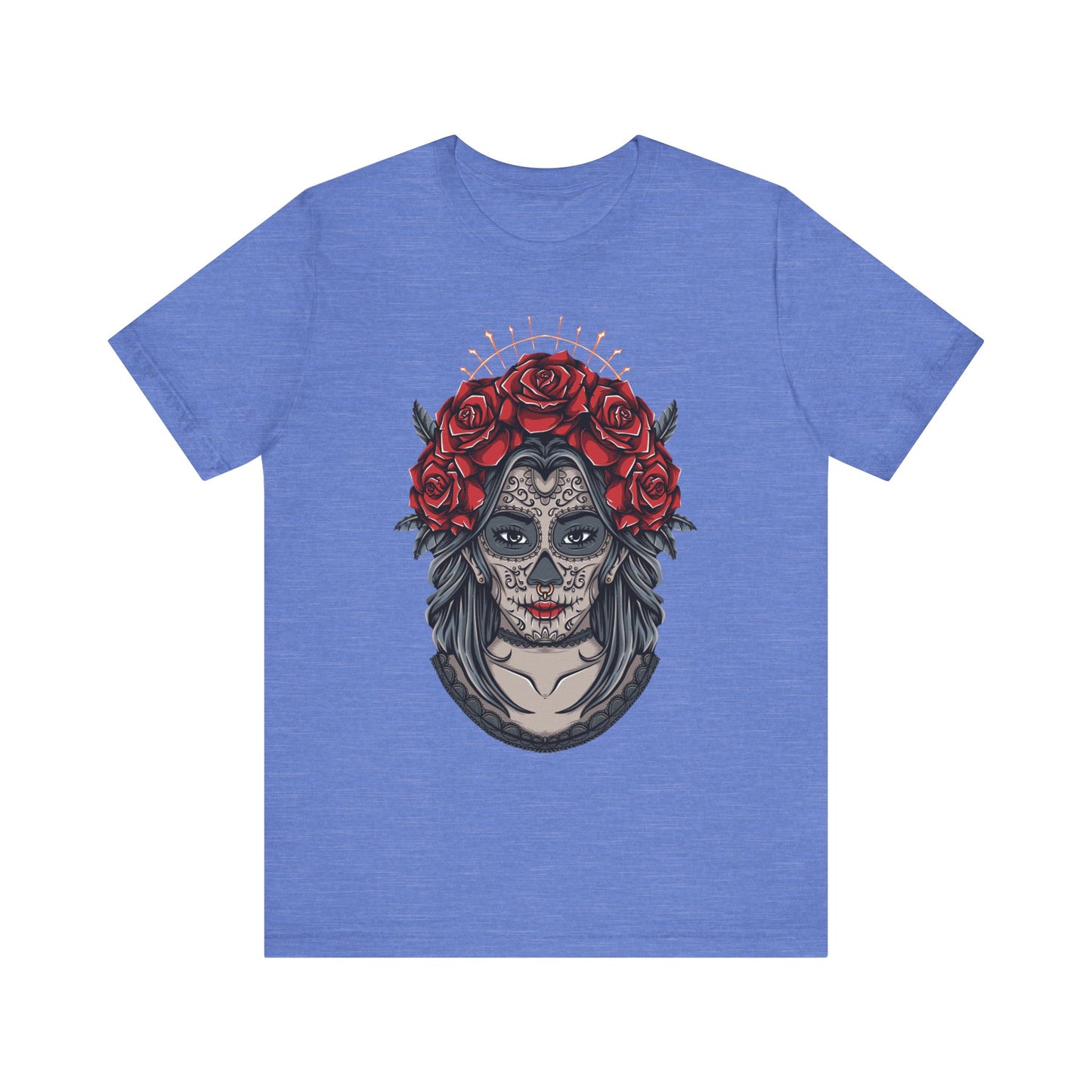 Sugar Skull T-Shirt, Gothic Graphic Tee for Teens, Unisex Tshirt Aesthetic Gifts For Him, Day Of The Dead Shirt Design